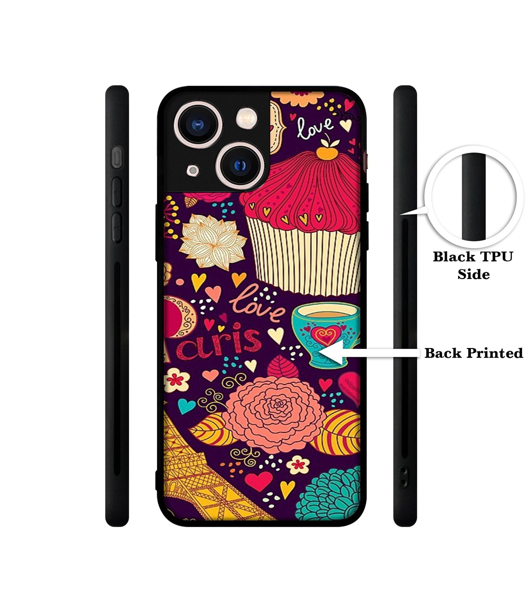 Paris Flower Love Designer 2D Printed Back Case Cover for Apple iPhone 13 Mini