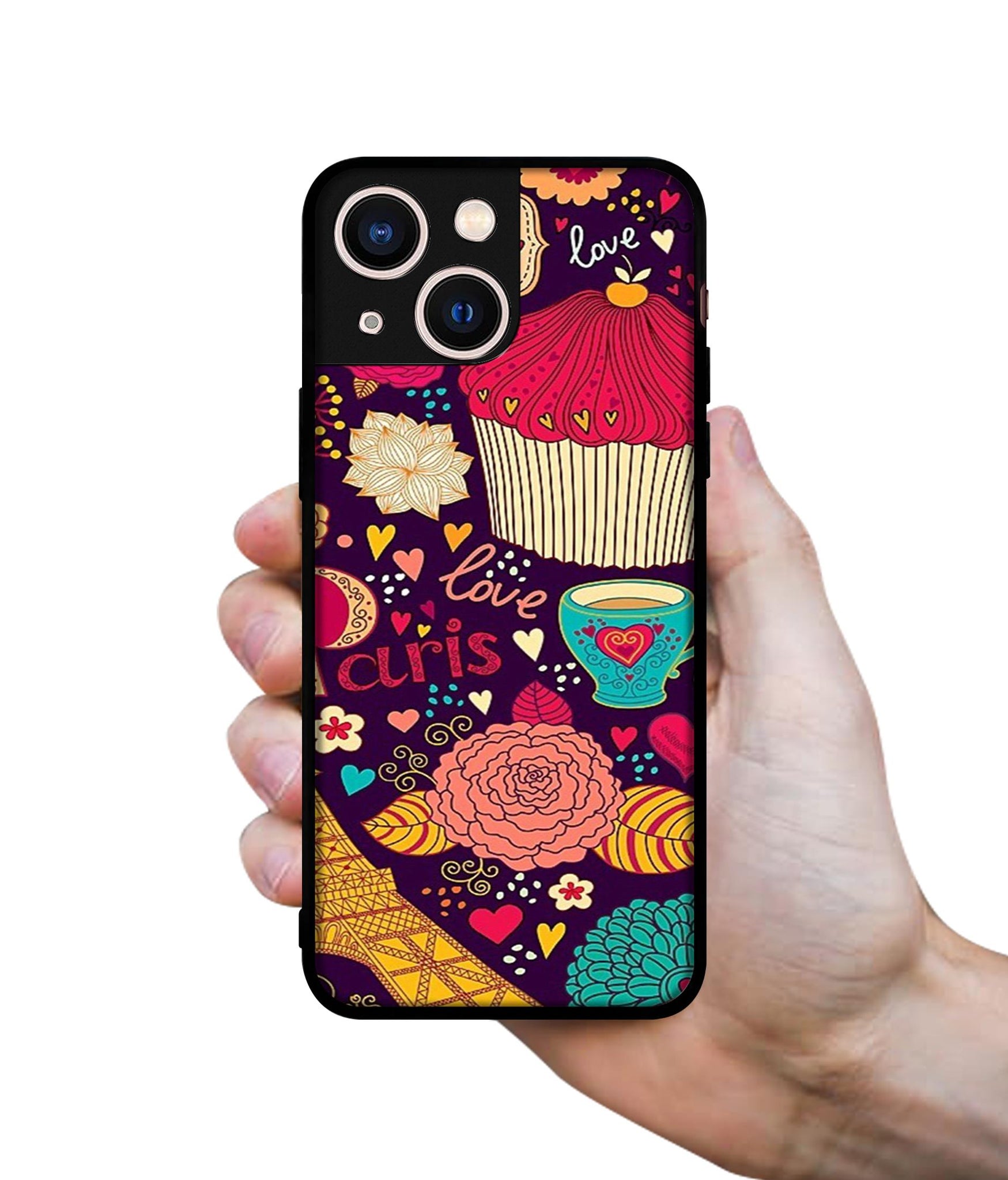 Paris Flower Love Designer 2D Printed Back Case Cover for Apple iPhone 13 Mini