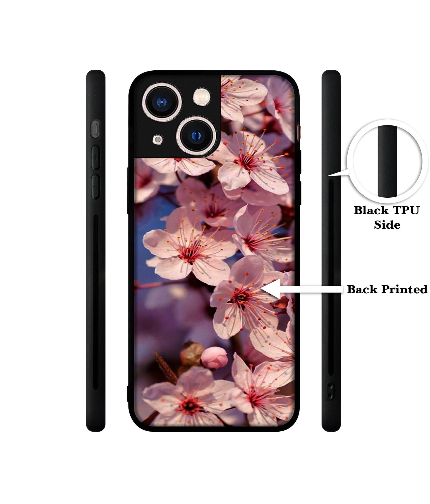 Pink Flowers Pattern Designer 2D Printed Back Case Cover for Apple iPhone 13 Mini