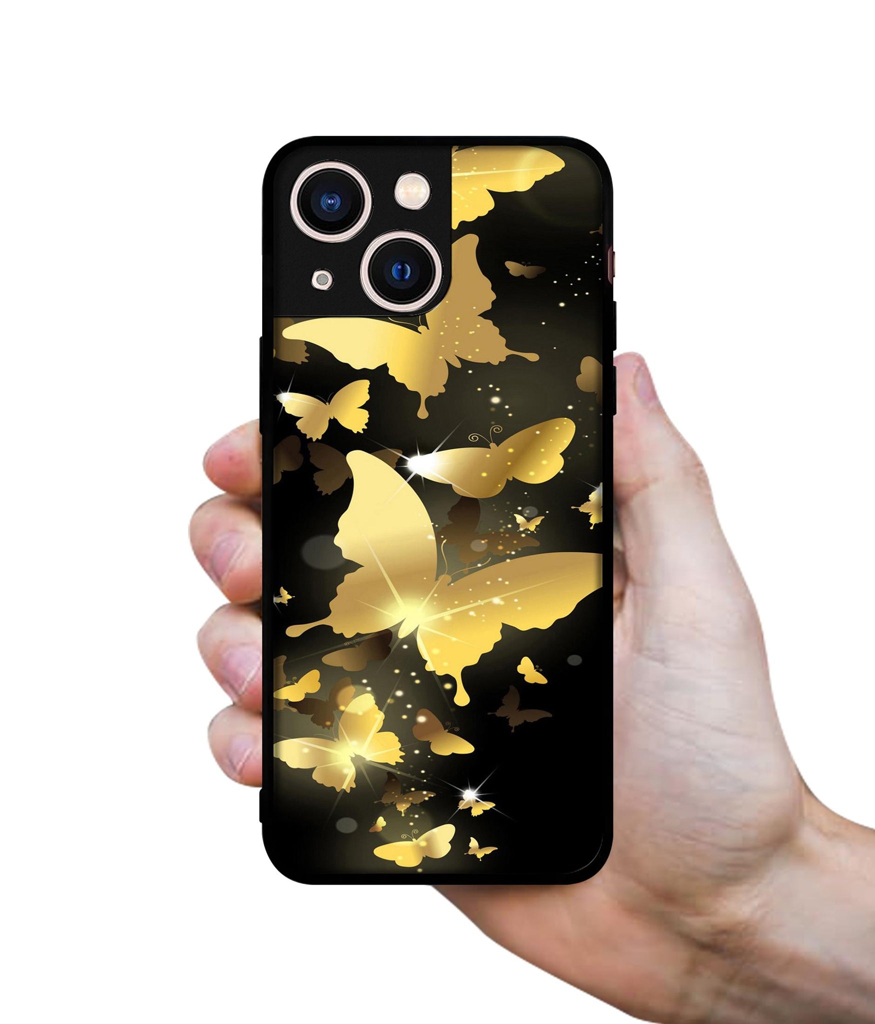 Golden Butterfly Pattern Designer 2D Printed Back Case Cover for Apple iPhone 13 Mini