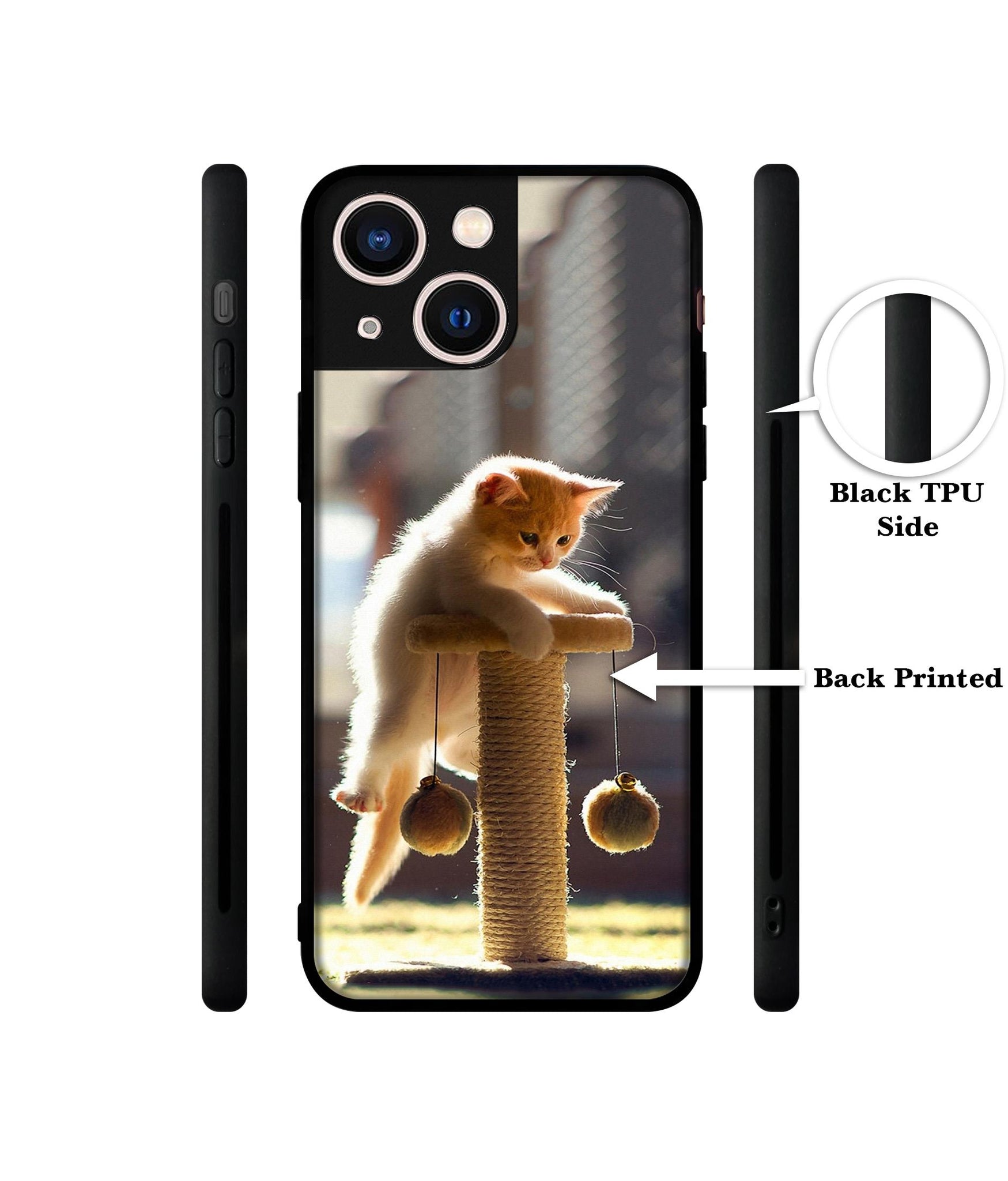 Cat Climbing Designer 2D Printed Back Case Cover for Apple iPhone 13 Mini