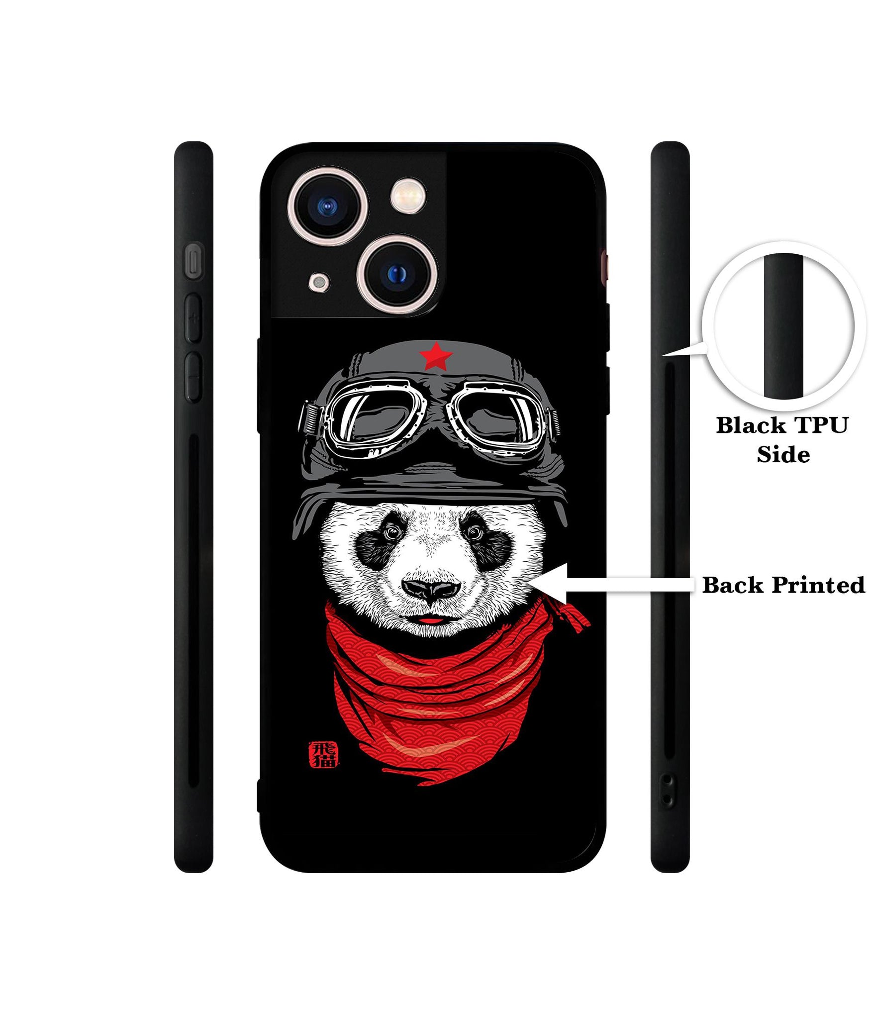 Biker Panda Designer 2D Printed Back Case Cover for Apple iPhone 13 Mini