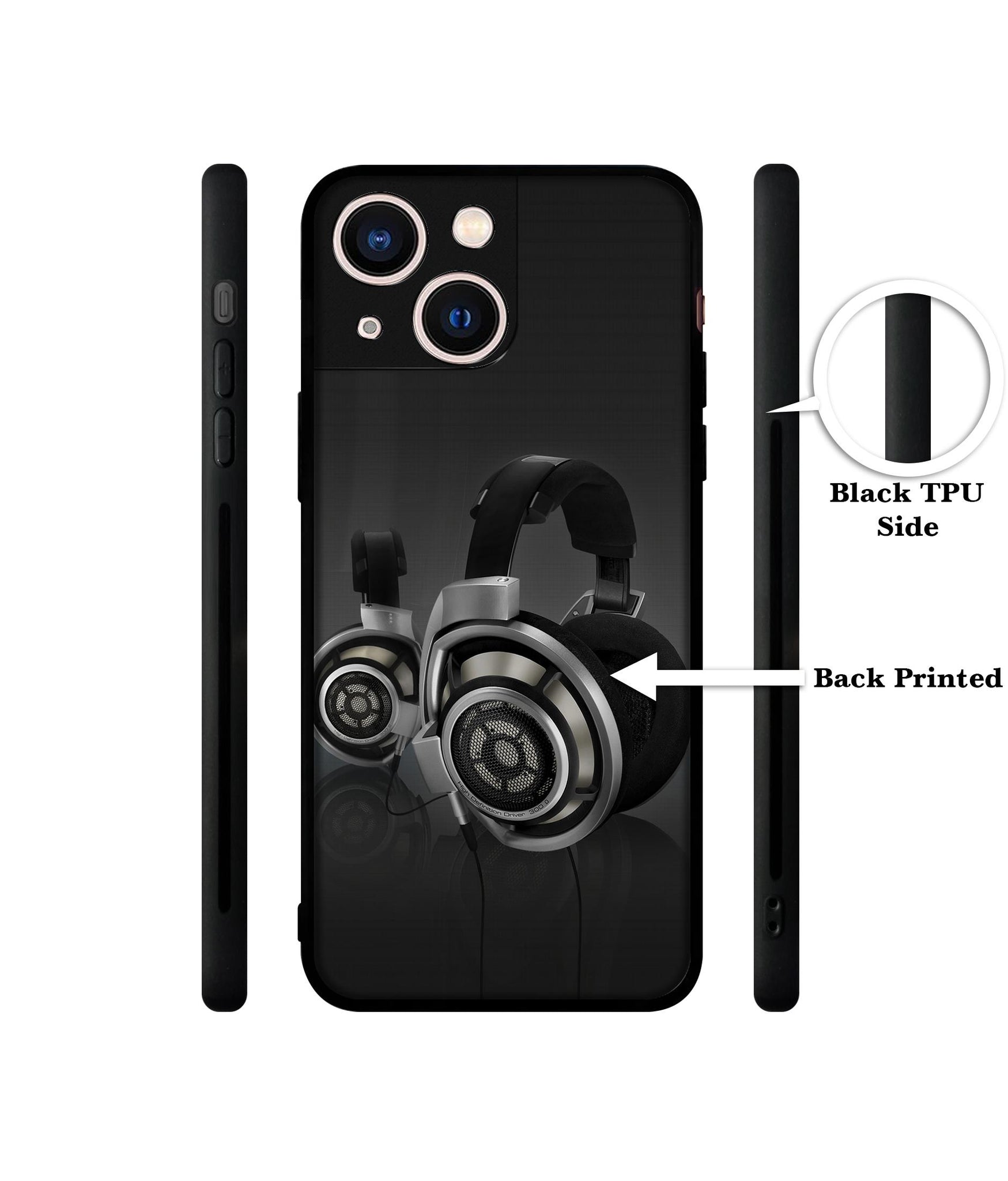 Head Phone Designer 2D Printed Back Case Cover for Apple iPhone 13 Mini