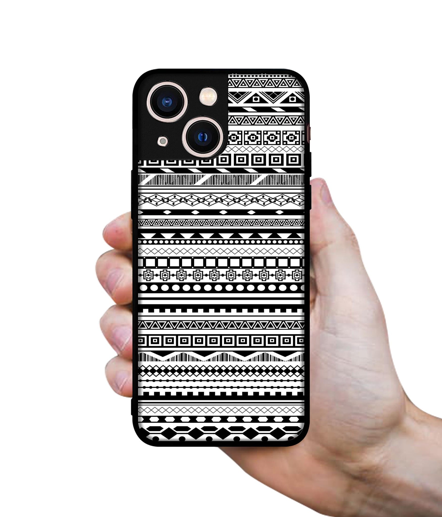 Black & White Patterns Designer 2D Printed Back Case Cover for Apple iPhone 13 Mini