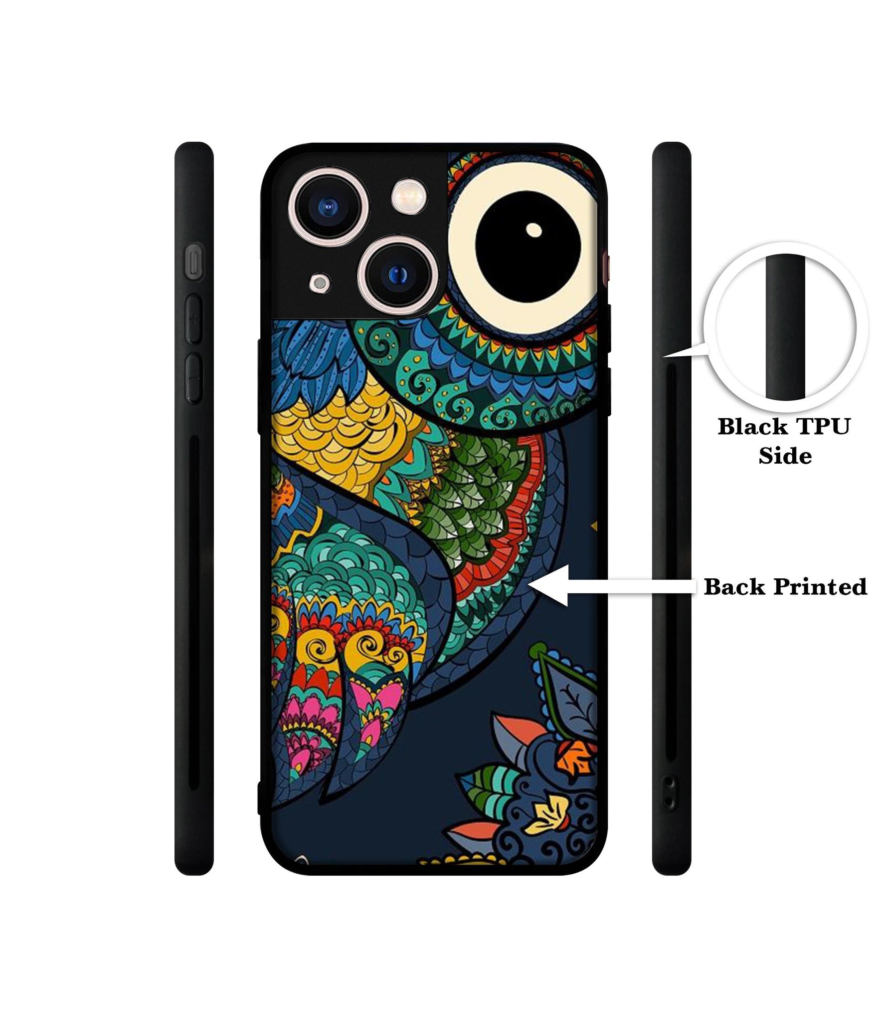 Owl Illustration Designer 2D Printed Back Case Cover for Apple iPhone 13 Mini