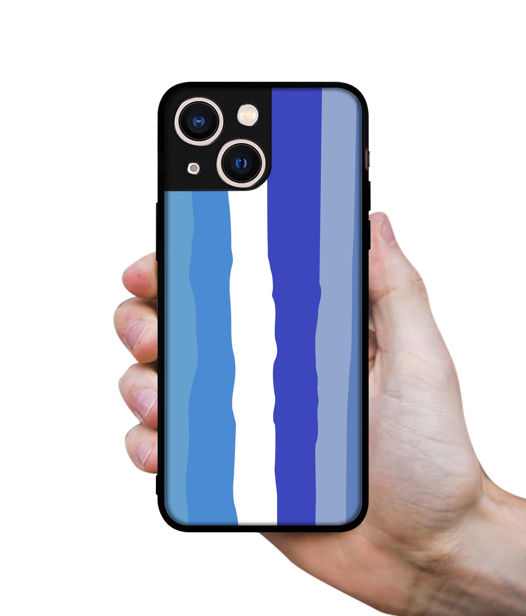 Blue Stripes Rainbow Designer 2D Printed Back Case Cover for Apple iPhone 13 Mini