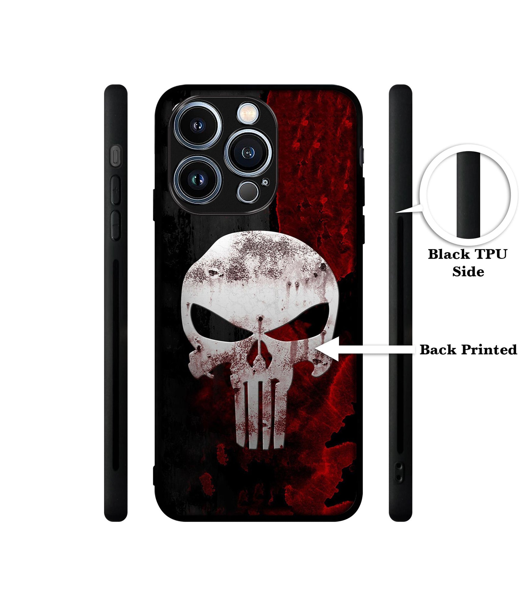 Punisher Skull Designer 2D Printed Back Case Cover for Apple iPhone 13 Pro