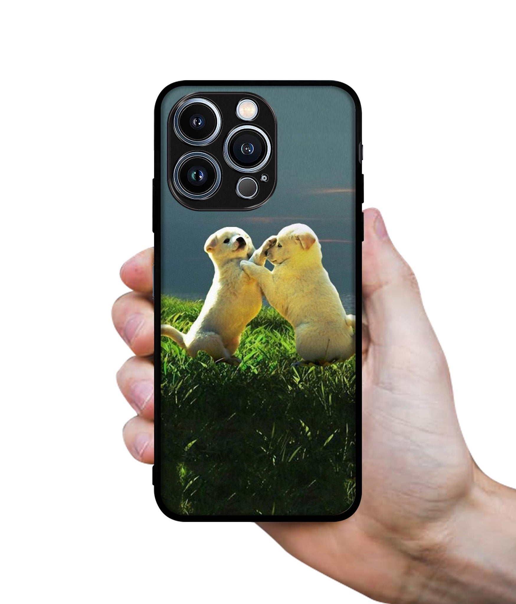 Puppy Couple Sunset Designer 2D Printed Back Case Cover for Apple iPhone 13 Pro