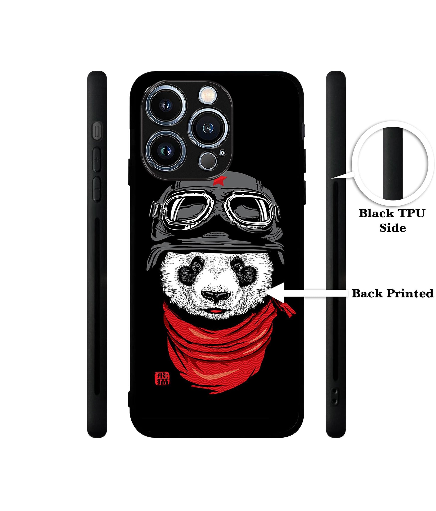 Biker Panda Designer 2D Printed Back Case Cover for Apple iPhone 13 Pro