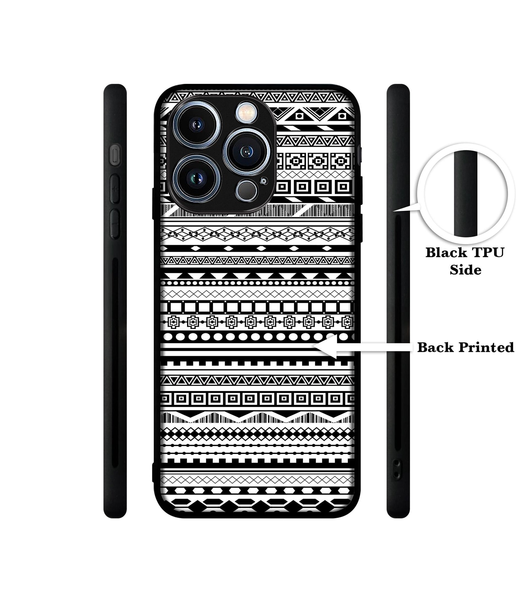 Black & White Patterns Designer 2D Printed Back Case Cover for Apple iPhone 13 Pro