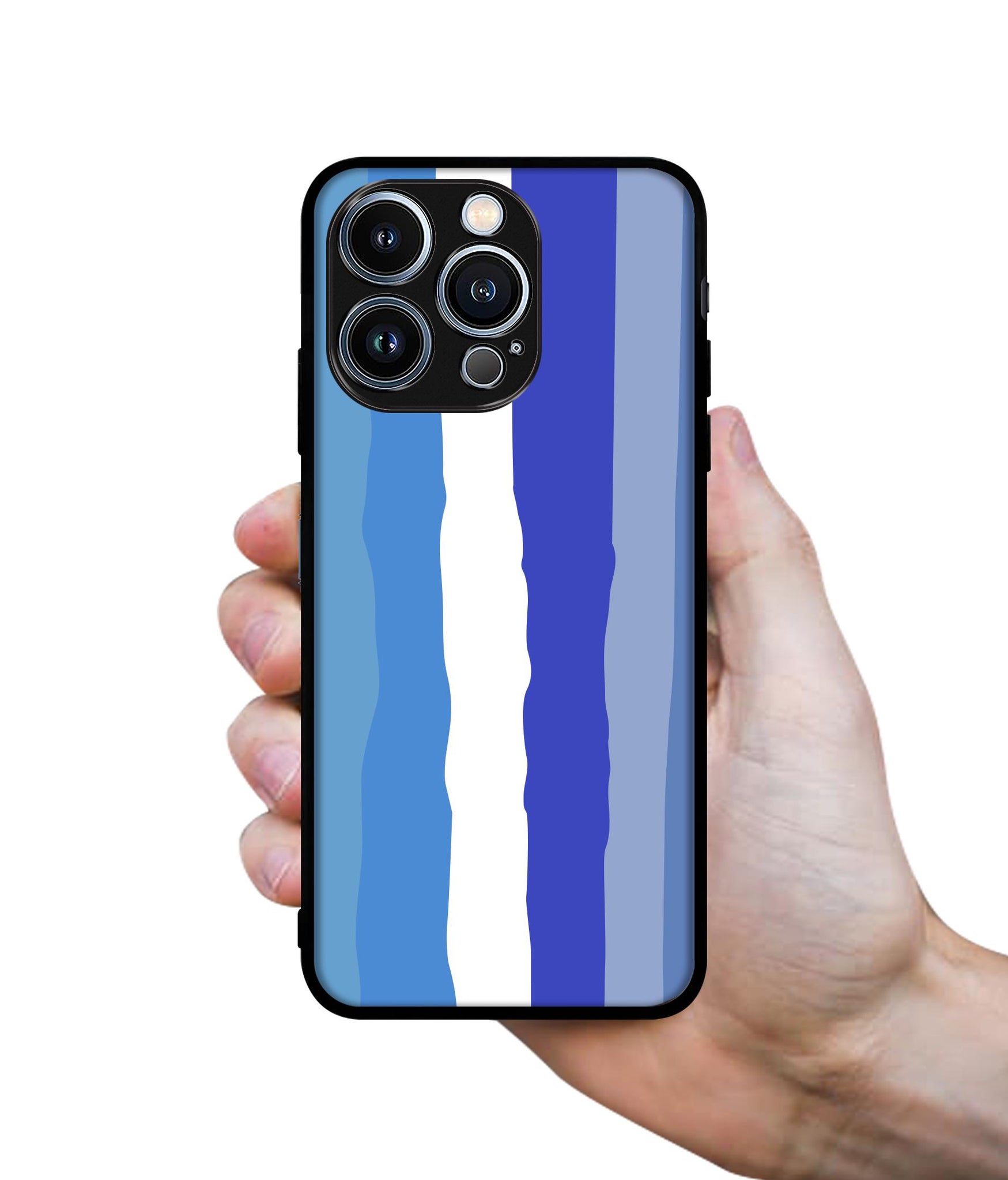 Blue Stripes Rainbow Designer 2D Printed Back Case Cover for Apple iPhone 13 Pro