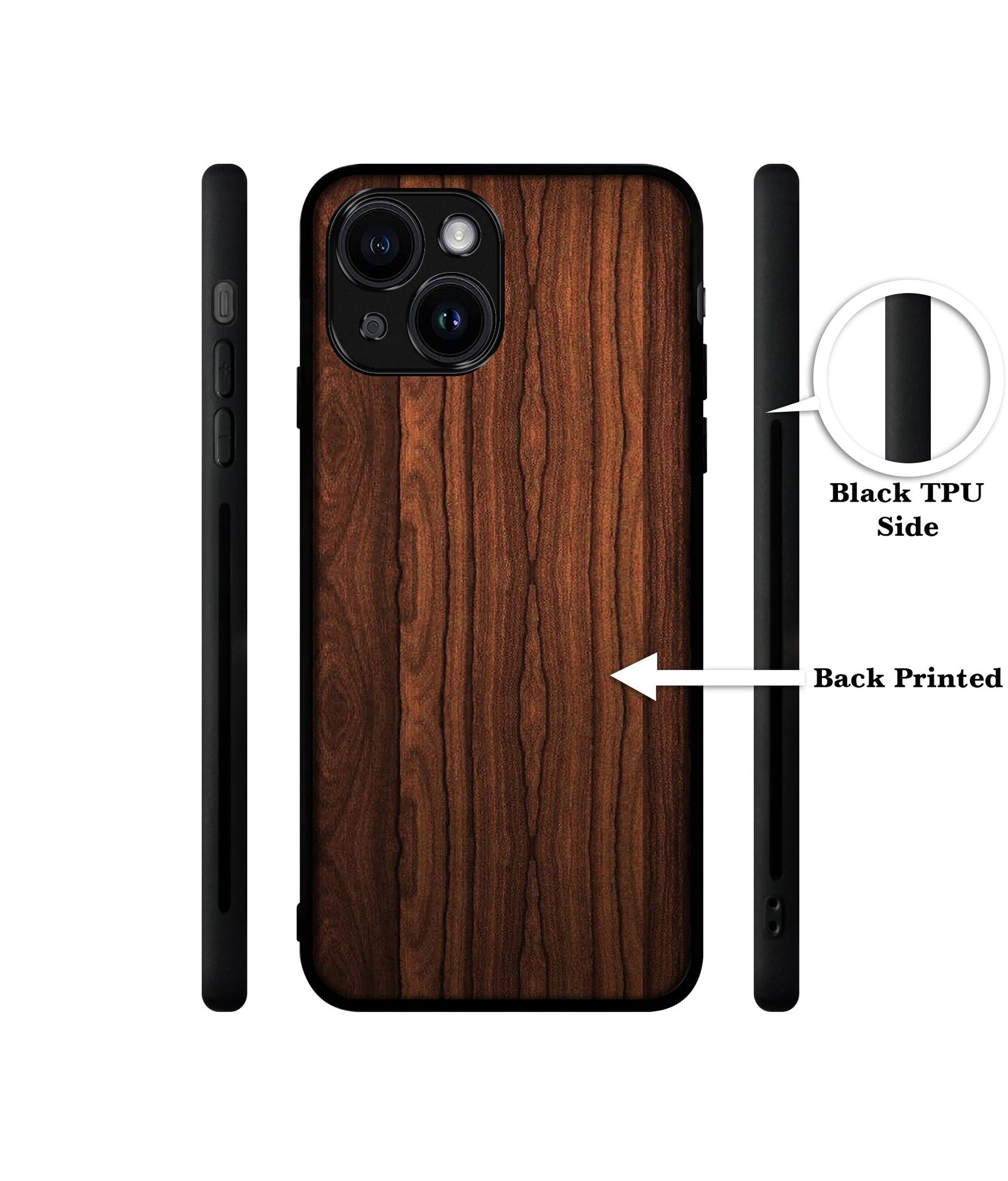 Brown Wooden Texture Designer 2D Printed Back Case Cover for Apple iPhone 14 / 13