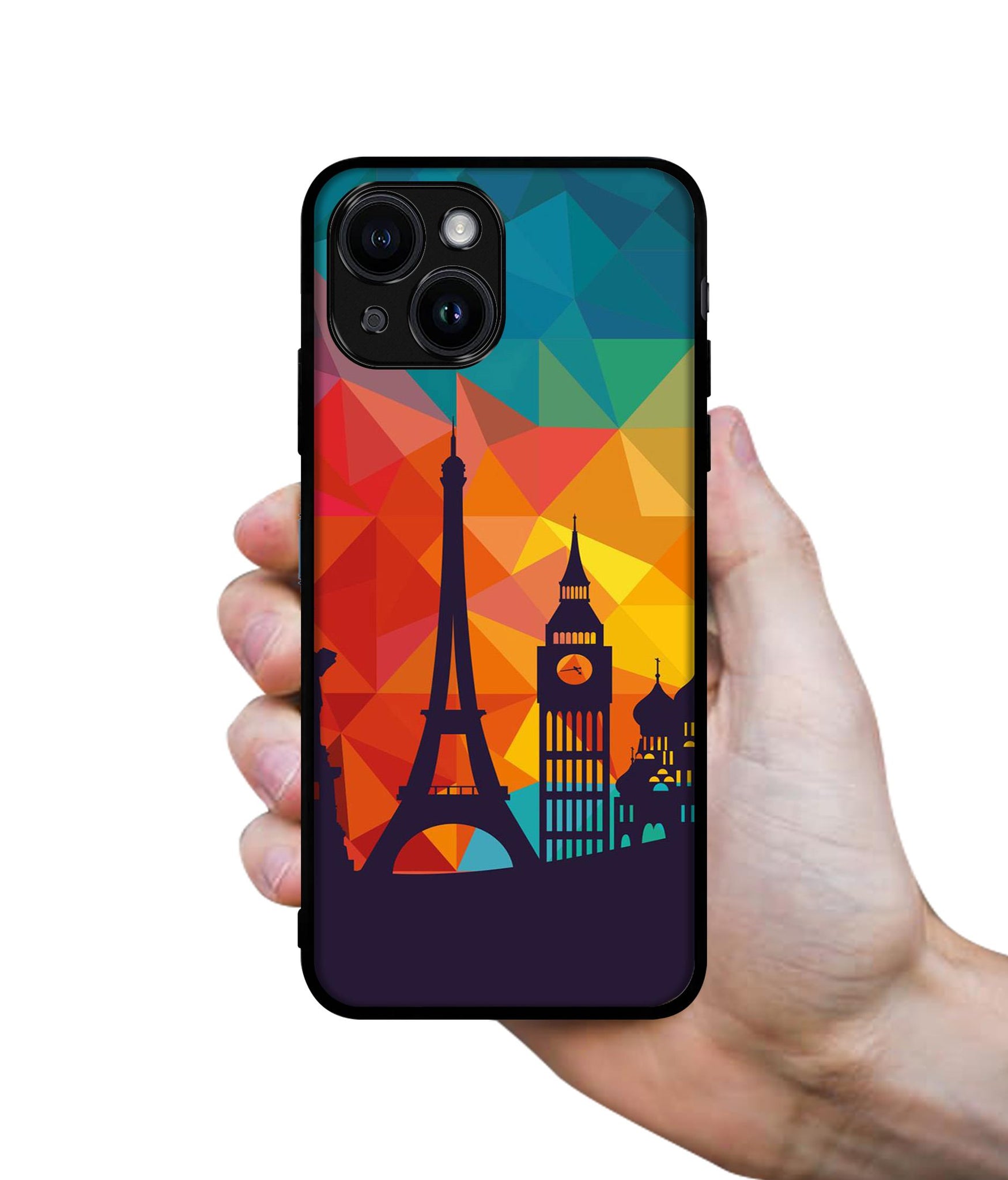 Colored Paris Designer 2D Printed Back Case Cover for Apple iPhone 14 / 13