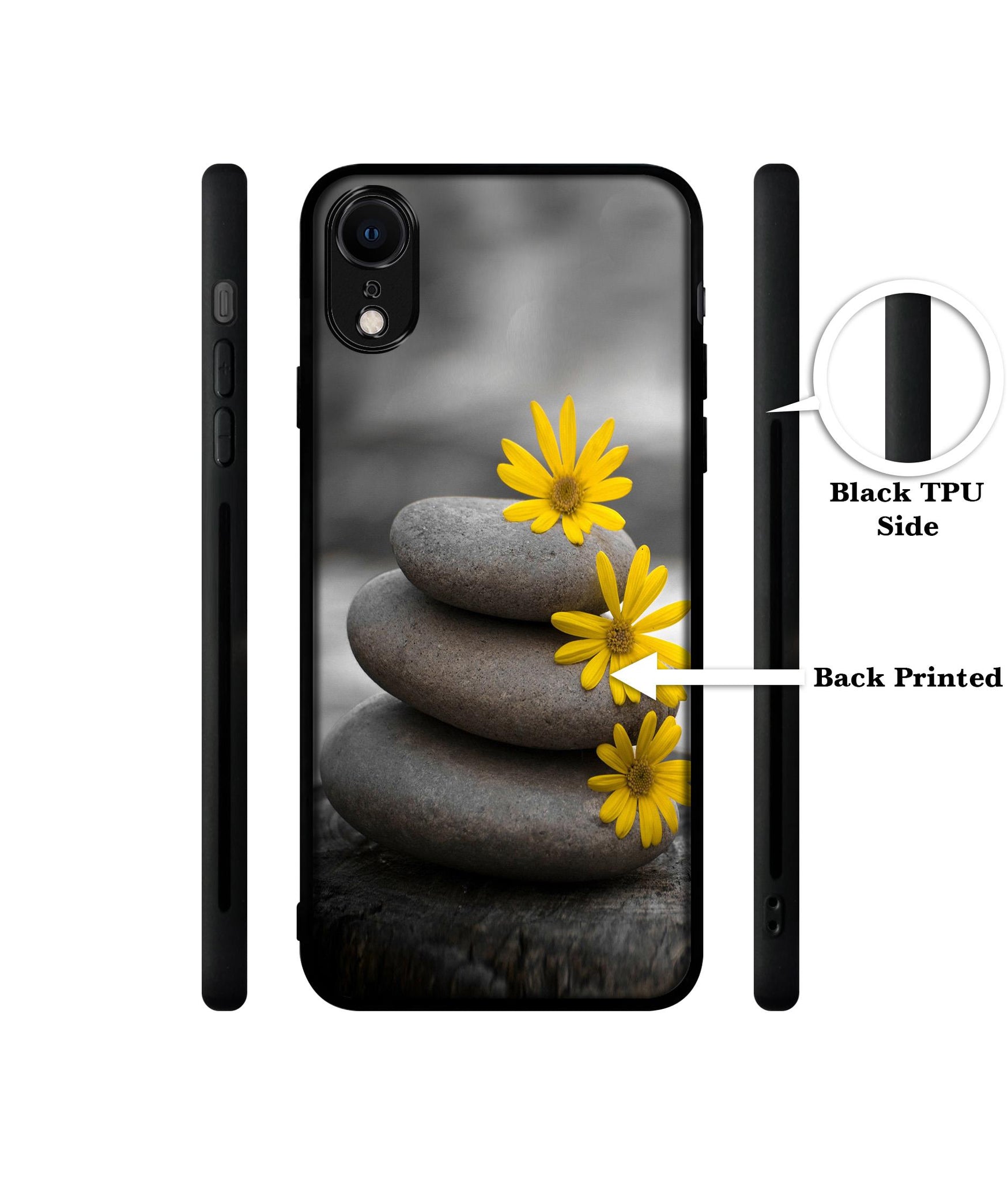 Stones And Flower Designer 2D Printed Back Case Cover for Apple iPhone XR