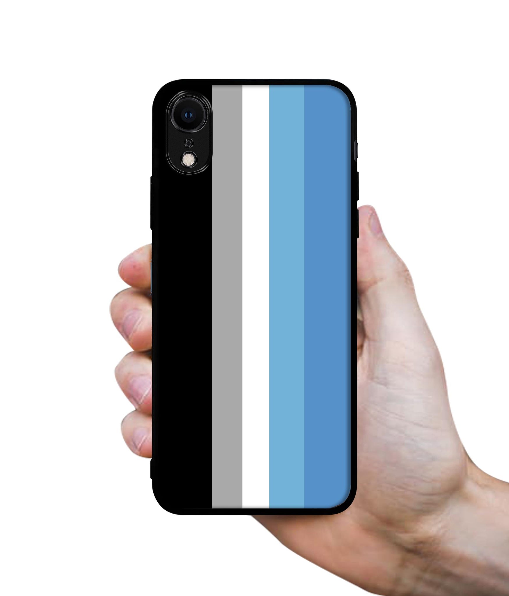 White and Blue Lines Designer 2D Printed Back Case Cover for Apple iPhone XR