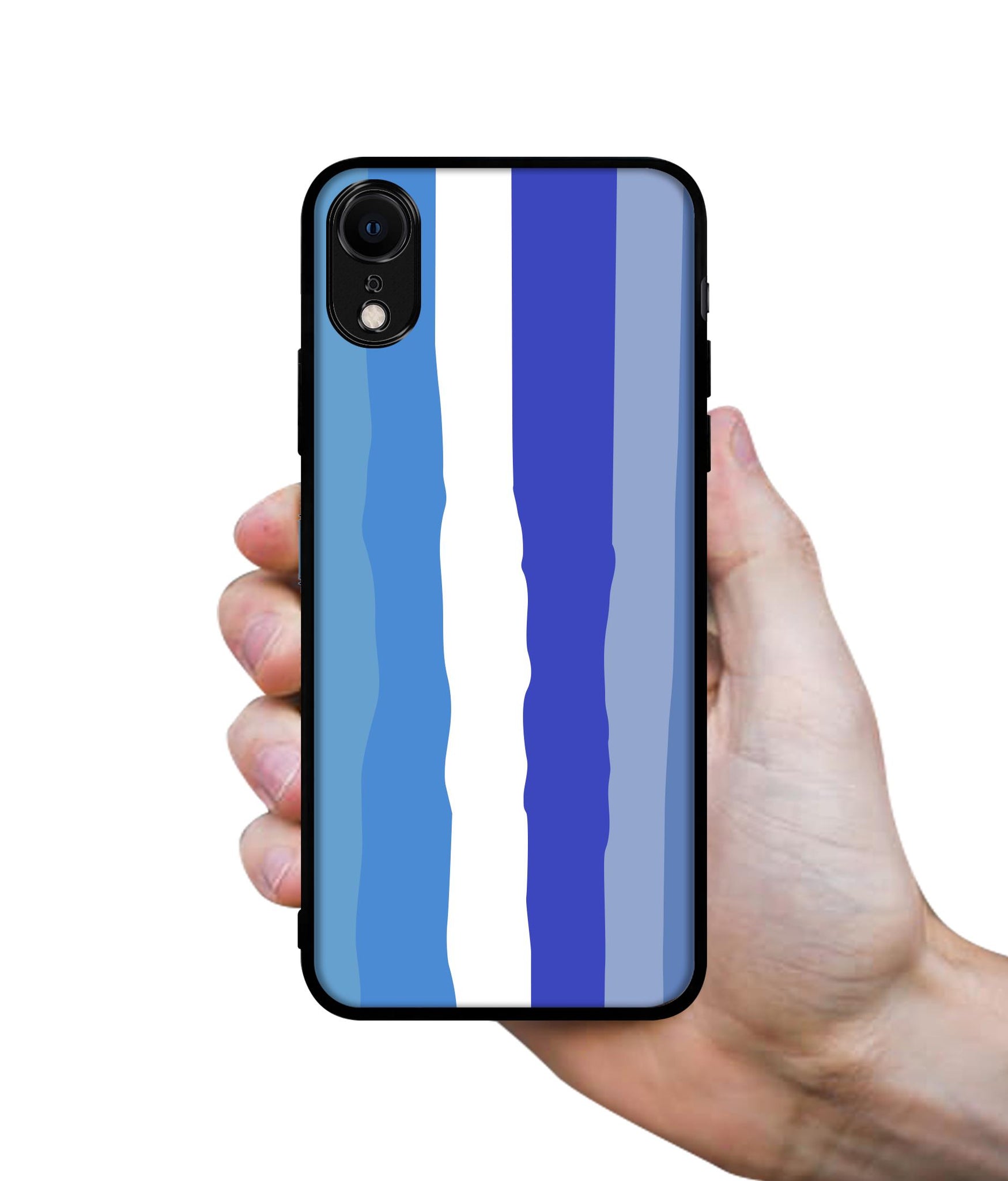 Blue Stripes Rainbow Designer 2D Printed Back Case Cover for Apple iPhone XR