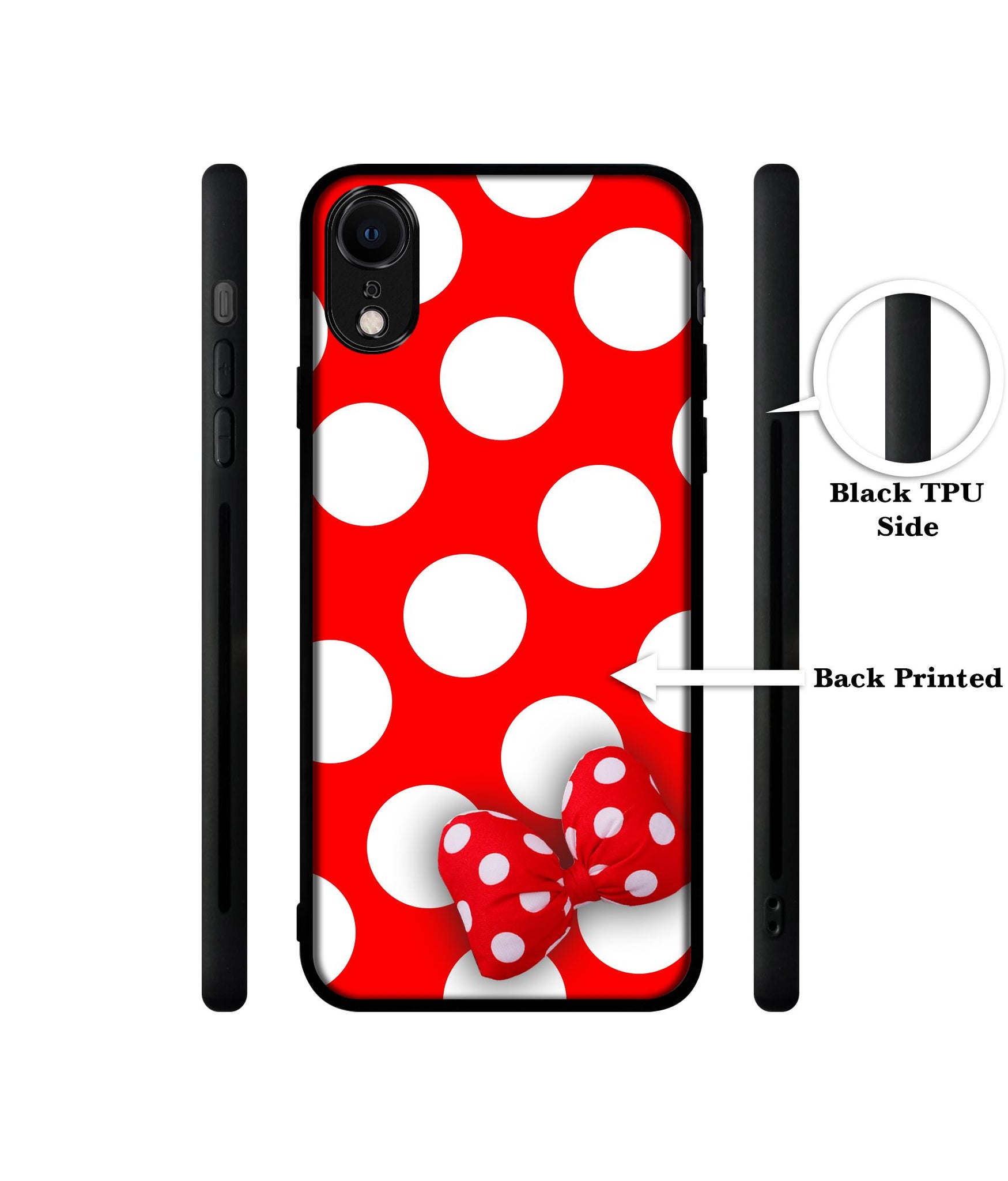 Red Polka Dots Designer 2D Printed Back Case Cover for Apple iPhone XR