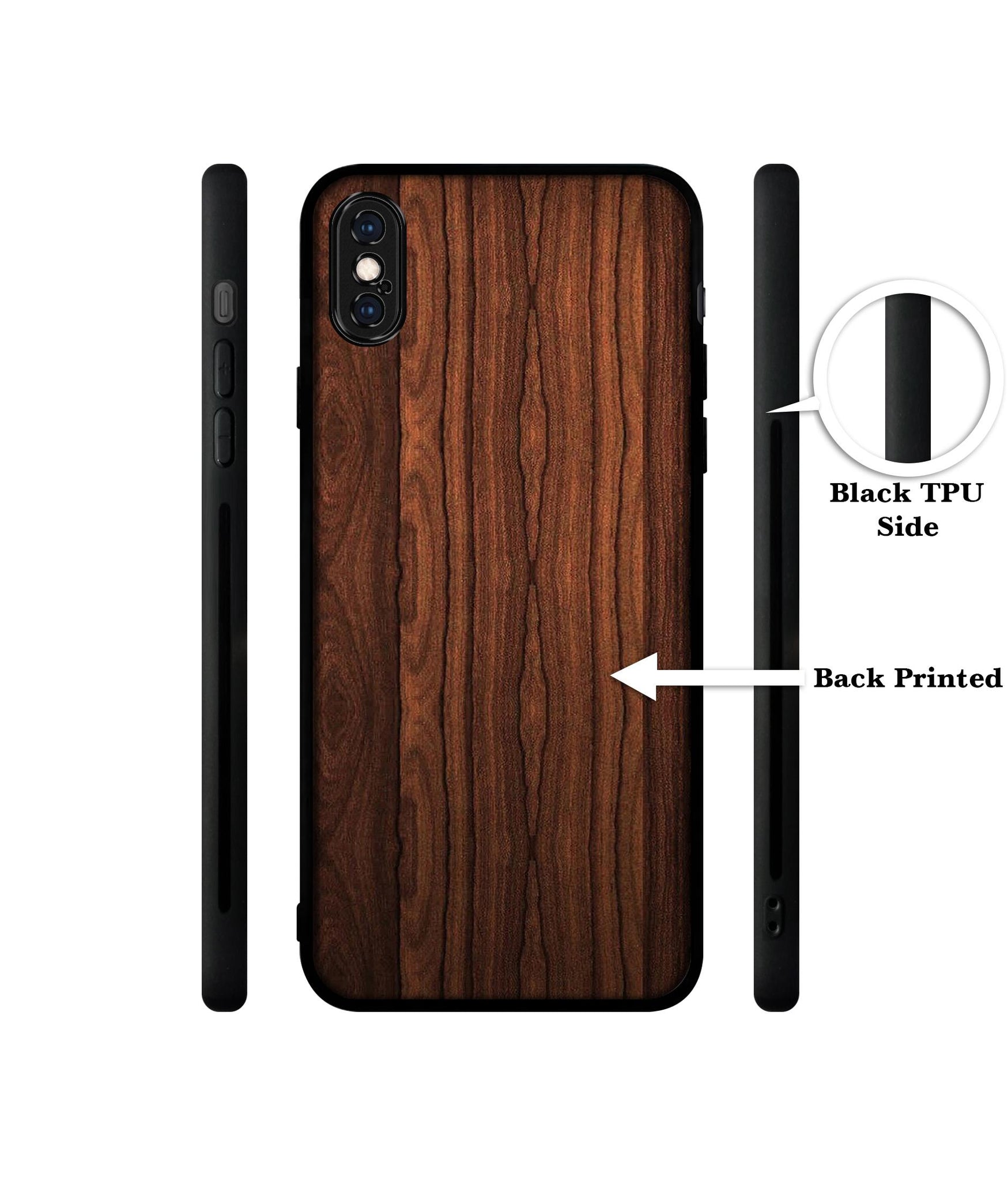 Brown Wooden Texture Designer 2D Printed Back Case Cover for Apple iPhone X / XS