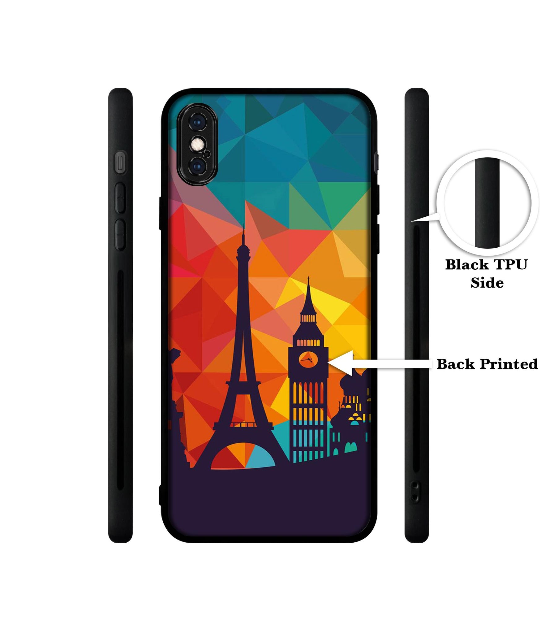 Colored Paris Designer 2D Printed Back Case Cover for Apple iPhone X / XS