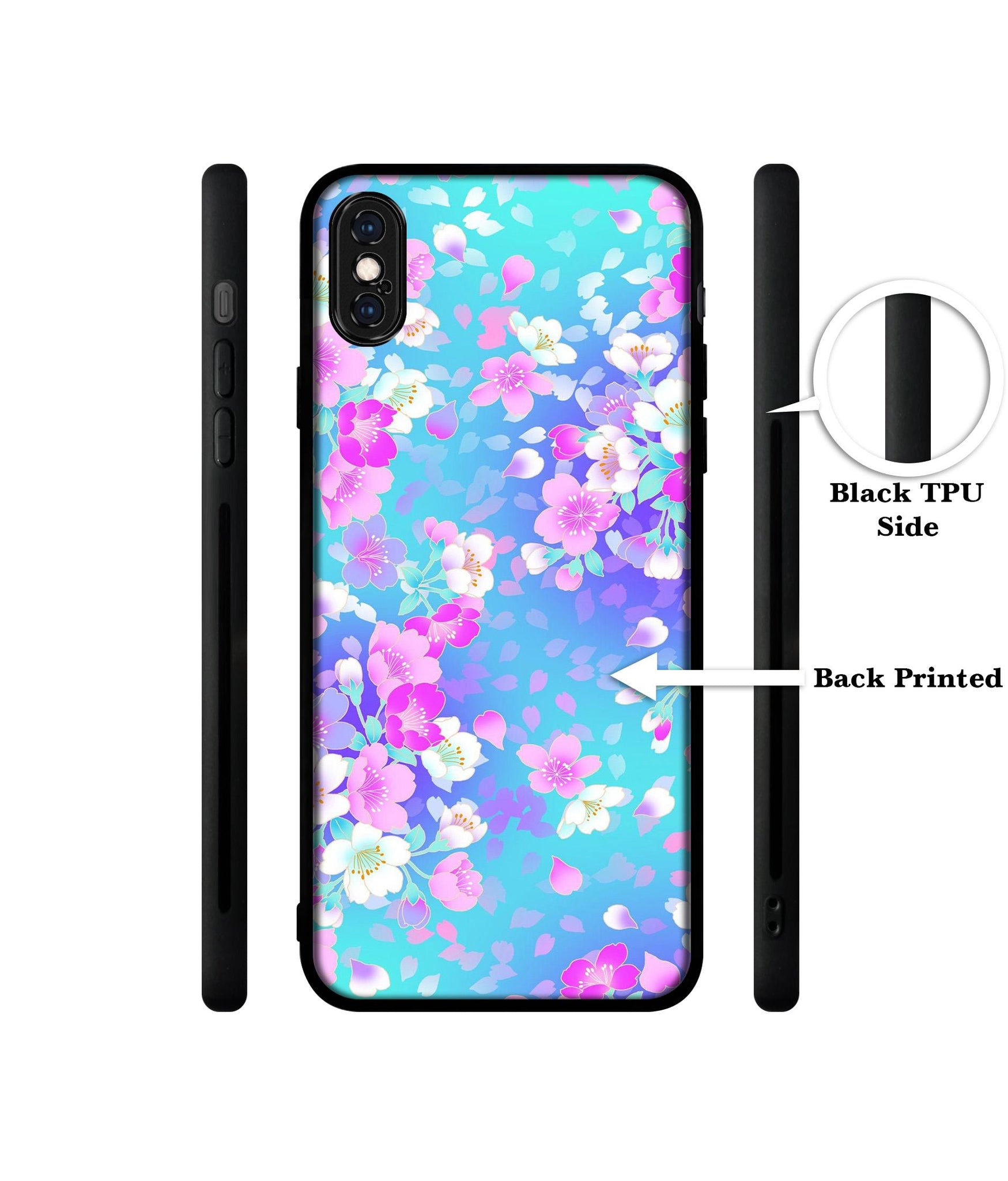 Floral Blue Pattern Designer 2D Printed Back Case Cover for Apple iPhone X / XS