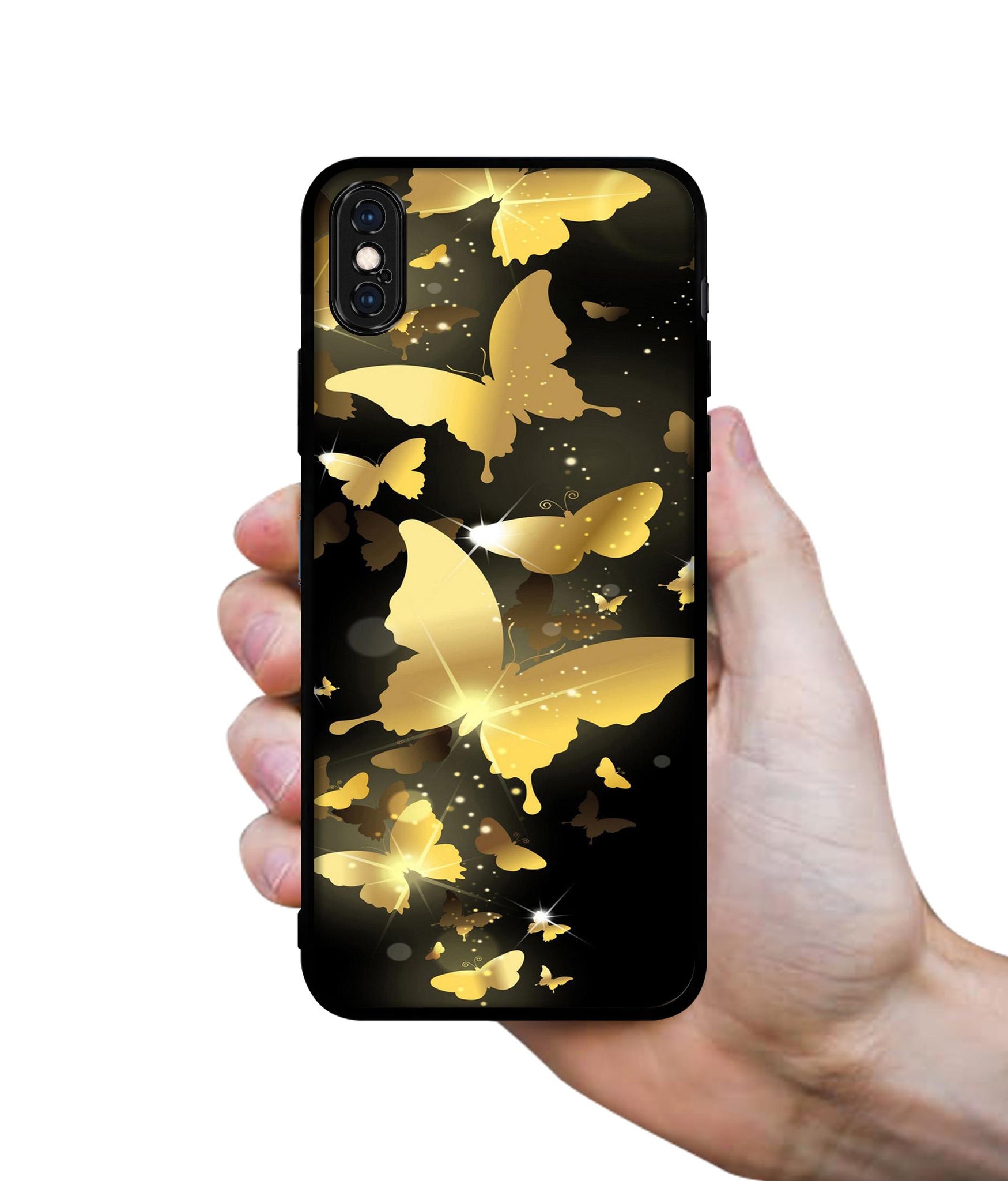 Golden Butterfly Pattern Designer 2D Printed Back Case Cover for Apple iPhone X / XS