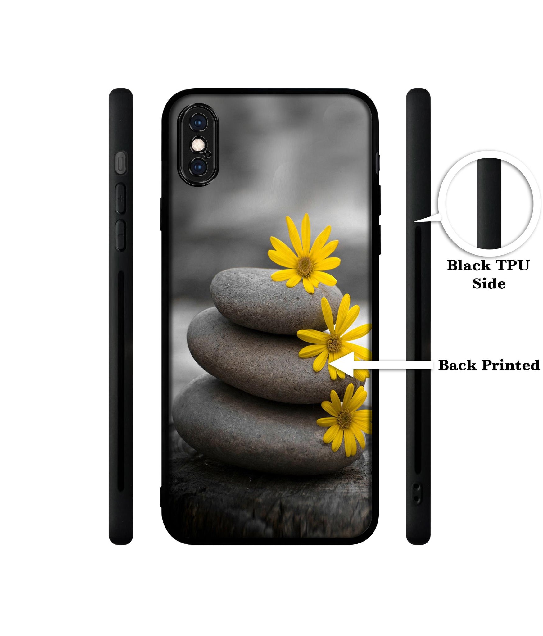 Stones And Flower Designer 2D Printed Back Case Cover for Apple iPhone X / XS