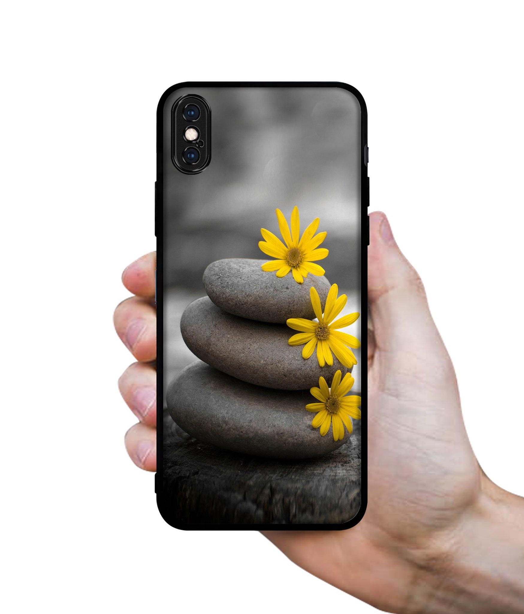 Stones And Flower Designer 2D Printed Back Case Cover for Apple iPhone X / XS