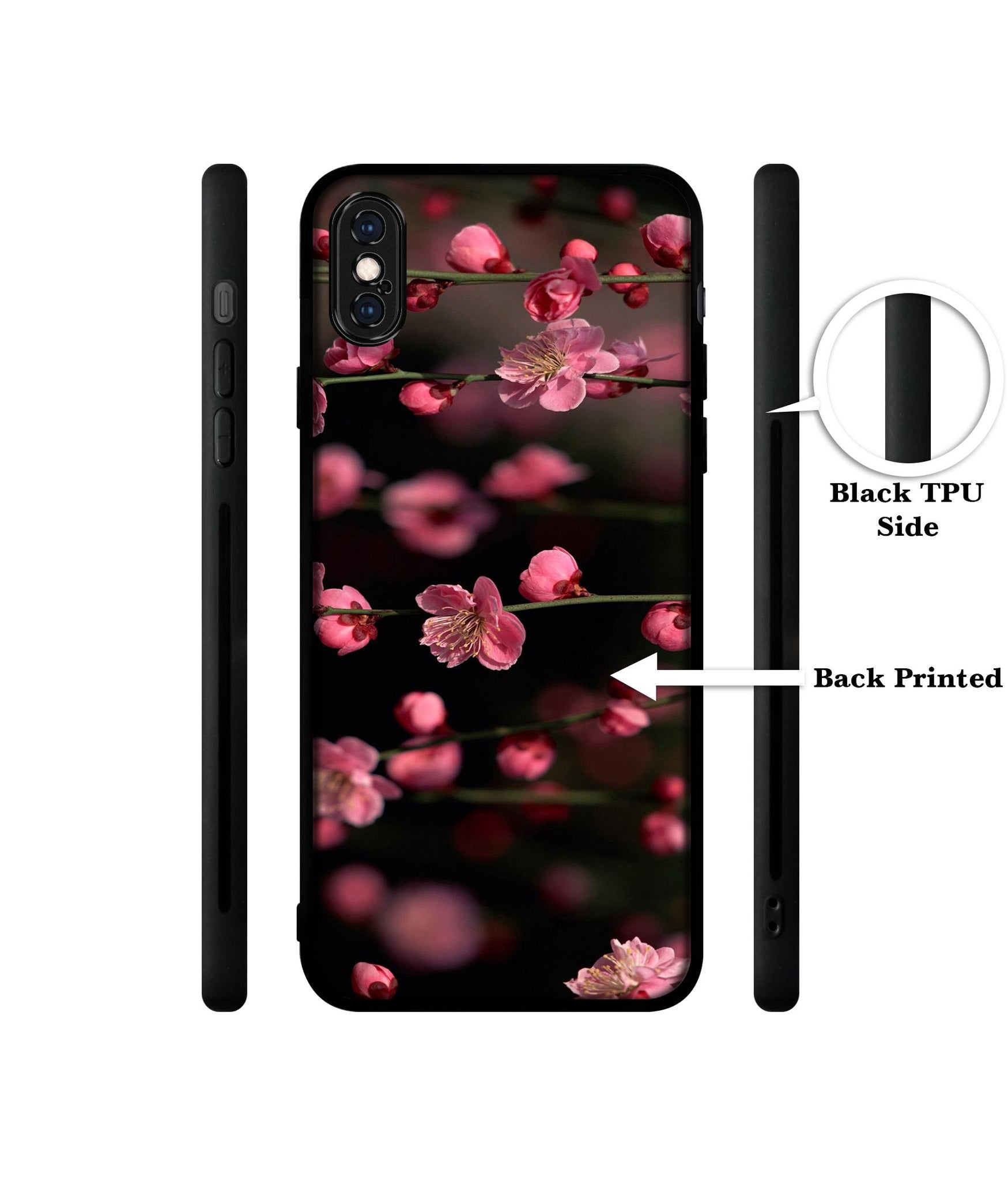 Pink Flowers Designer 2D Printed Back Case Cover for Apple iPhone X / XS