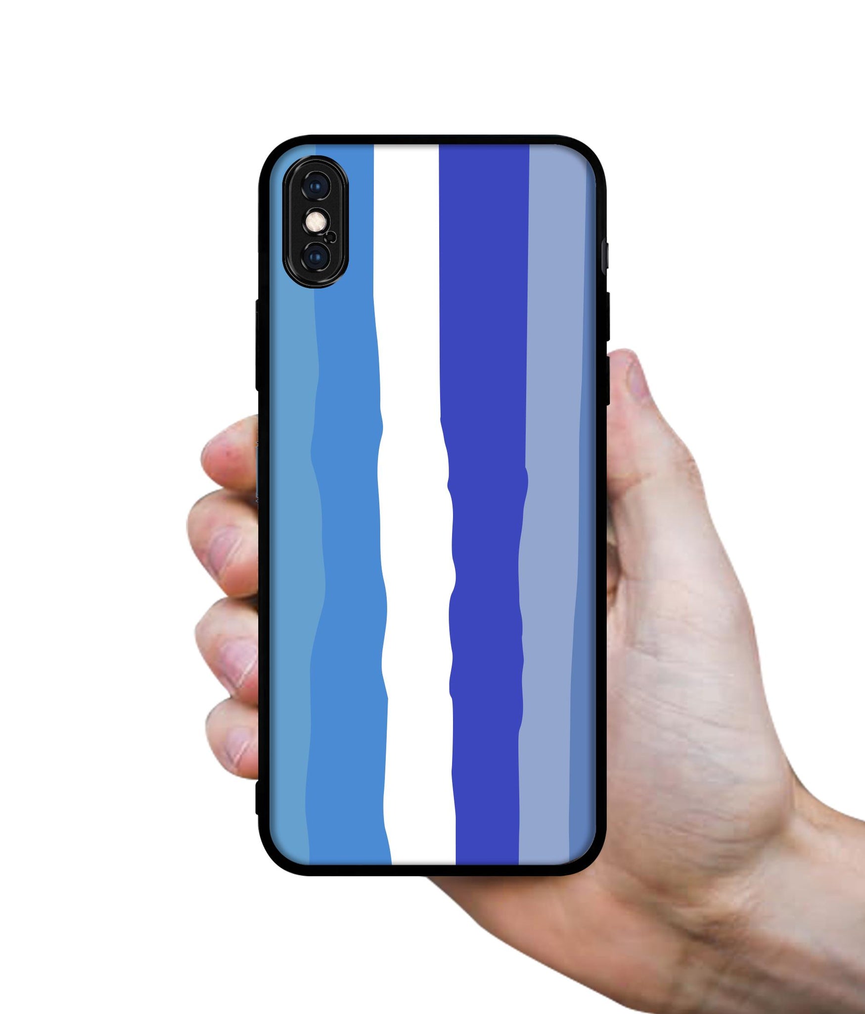 Blue Stripes Rainbow Designer 2D Printed Back Case Cover for Apple iPhone X / XS