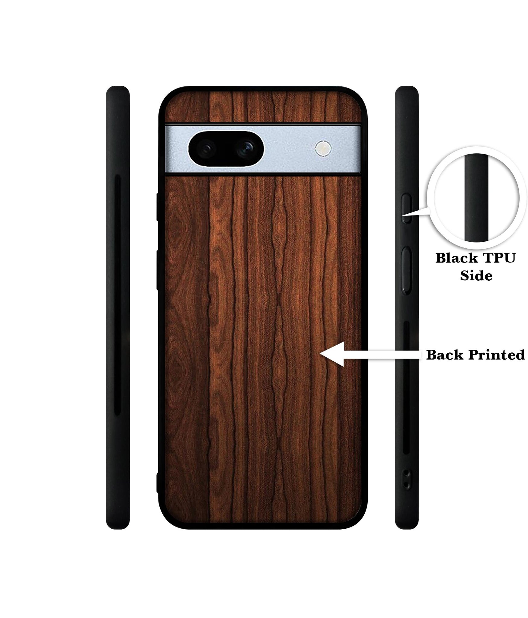 Brown Wooden Texture Designer 2D Printed Back Case Cover for Google Pixel 7A 5G