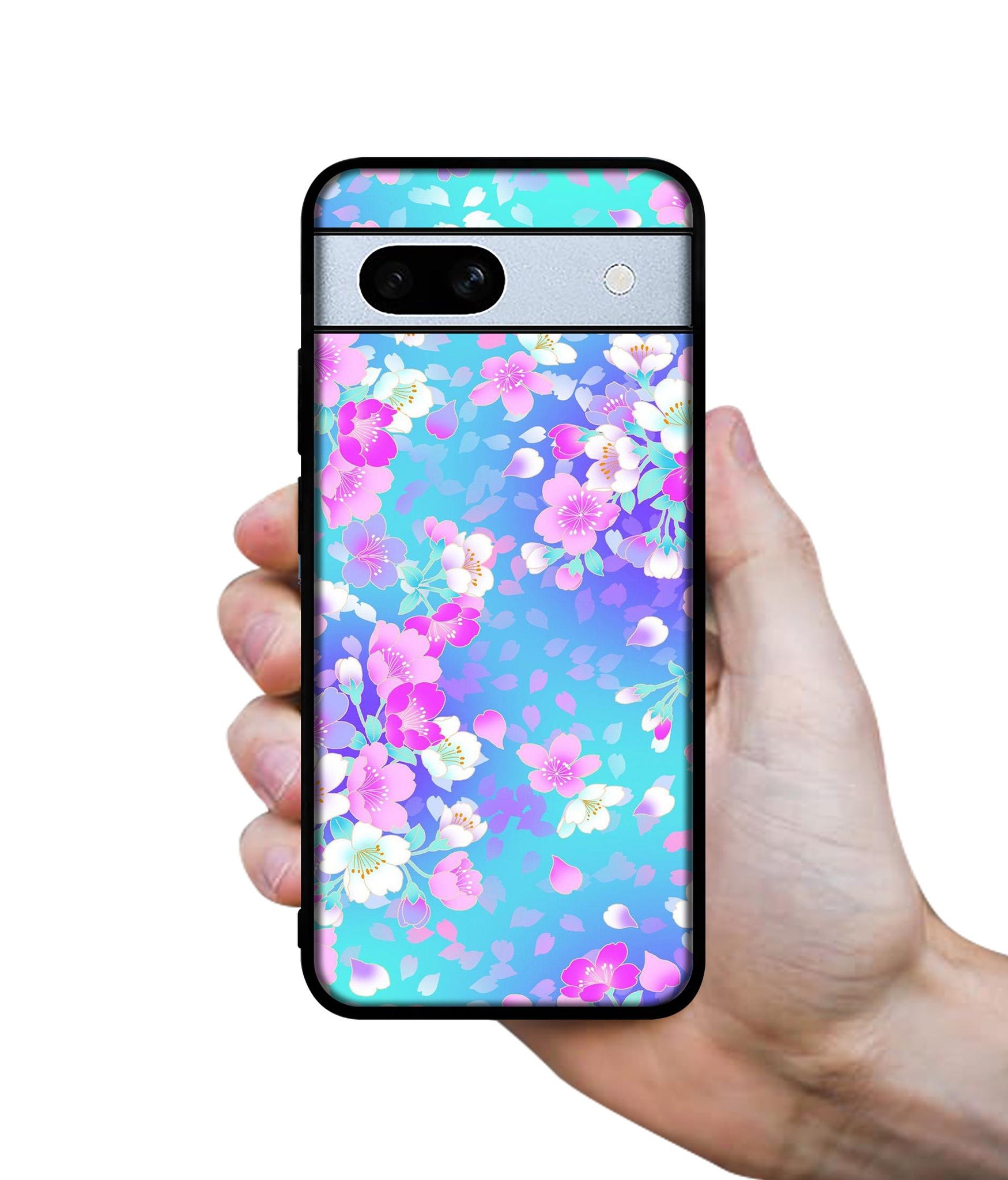 Floral Blue Pattern Designer 2D Printed Back Case Cover for Google Pixel 7A 5G