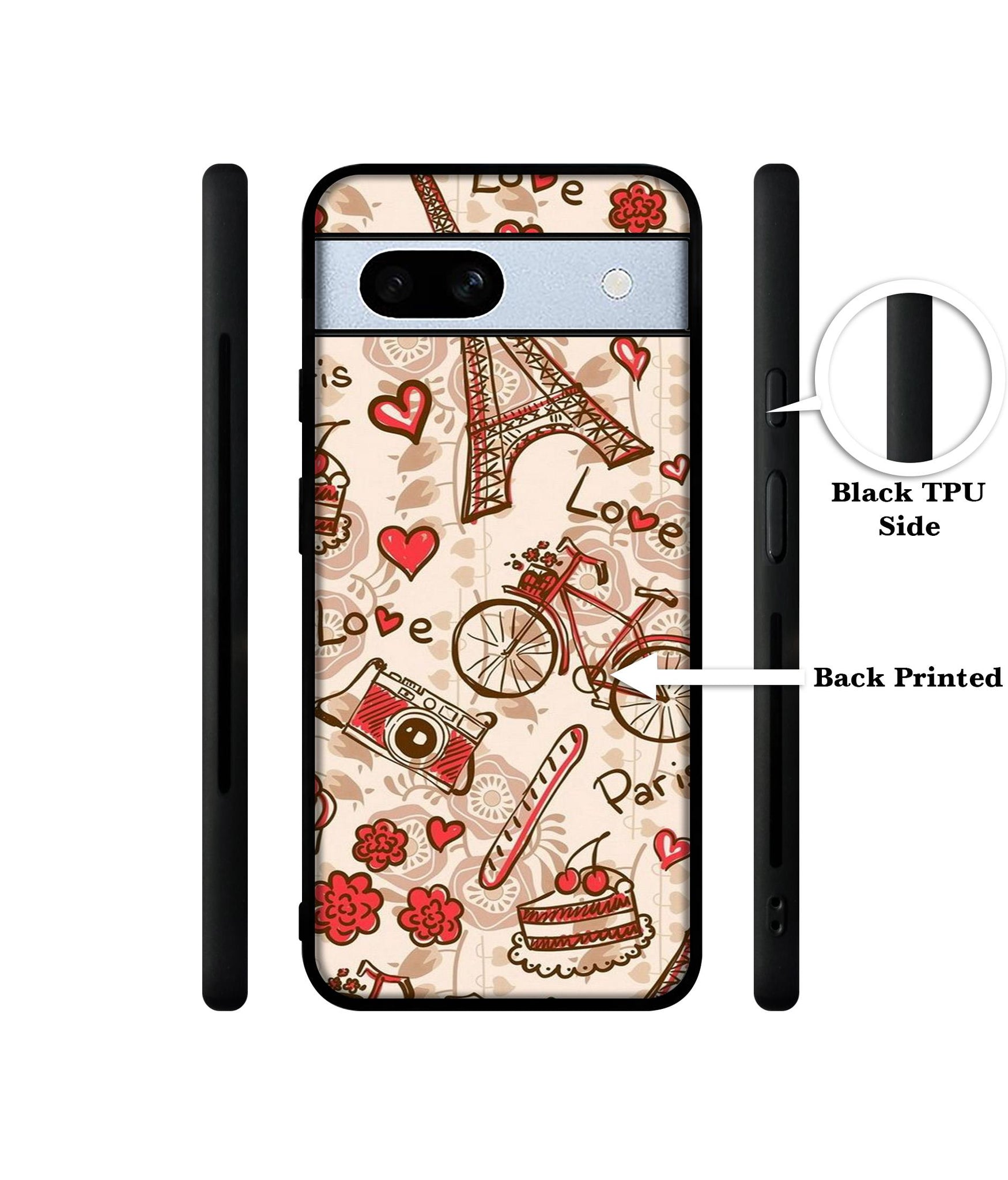 Vintage Paris Designer 2D Printed Back Case Cover for Google Pixel 7A 5G