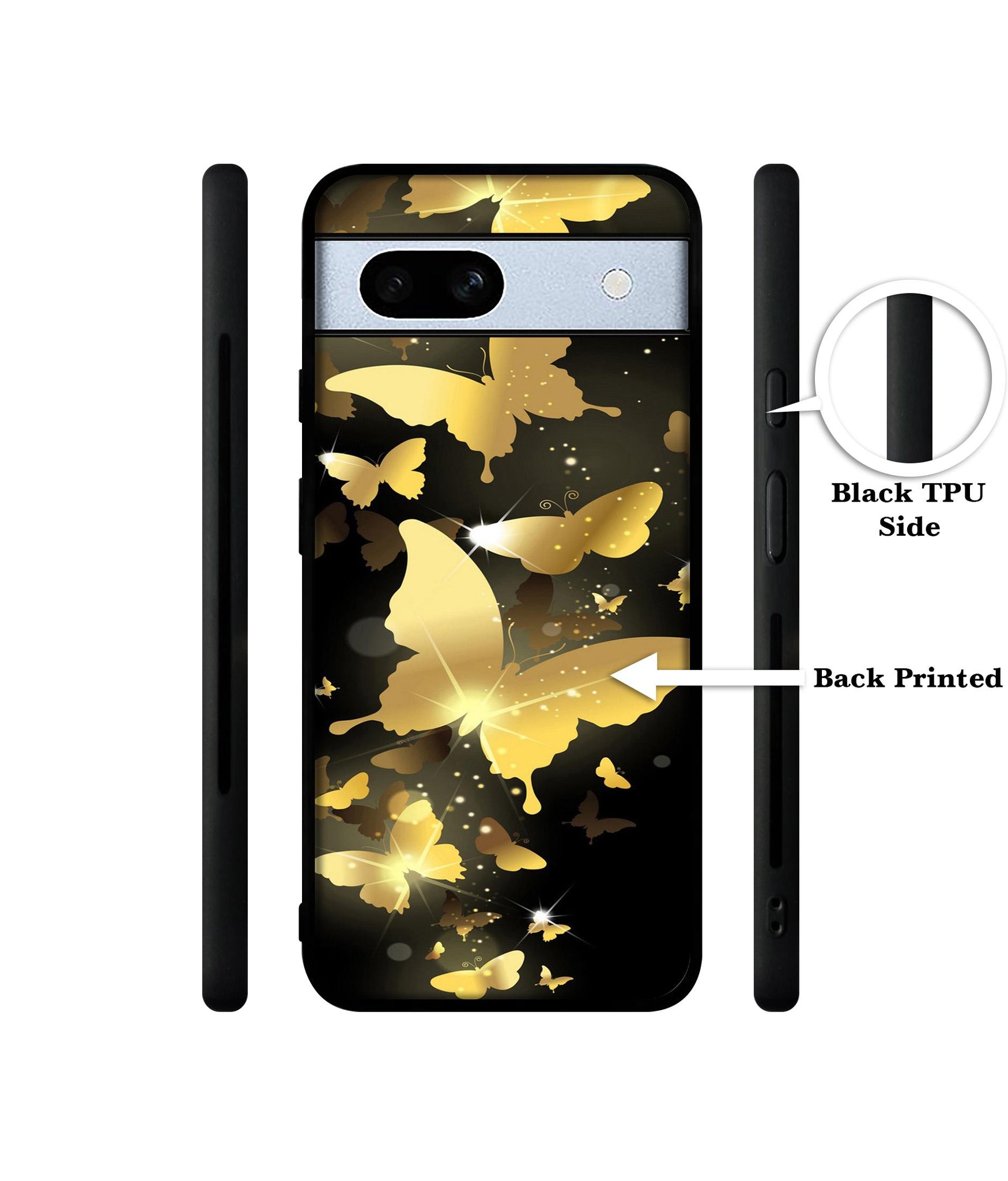 Golden Butterfly Pattern Designer 2D Printed Back Case Cover for Google Pixel 7A 5G