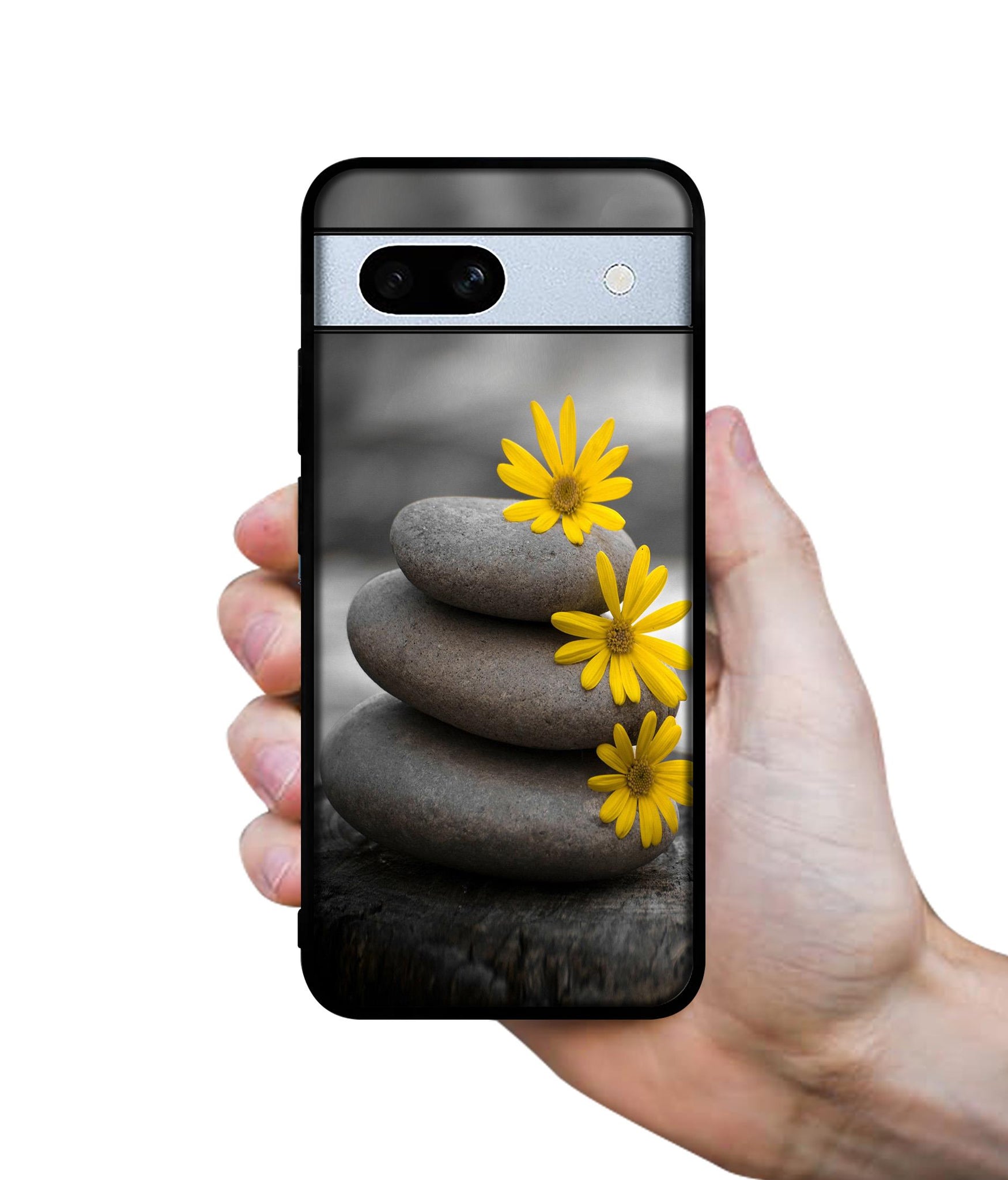 Stones And Flower Designer 2D Printed Back Case Cover for Google Pixel 7A 5G