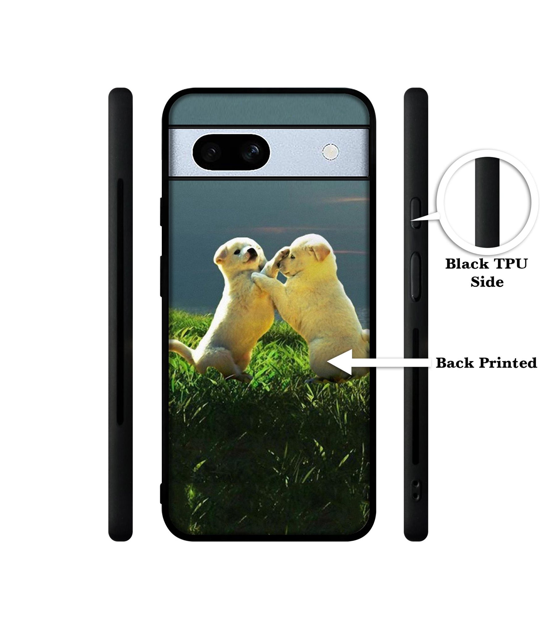 Puppy Couple Sunset Designer 2D Printed Back Case Cover for Google Pixel 7A 5G