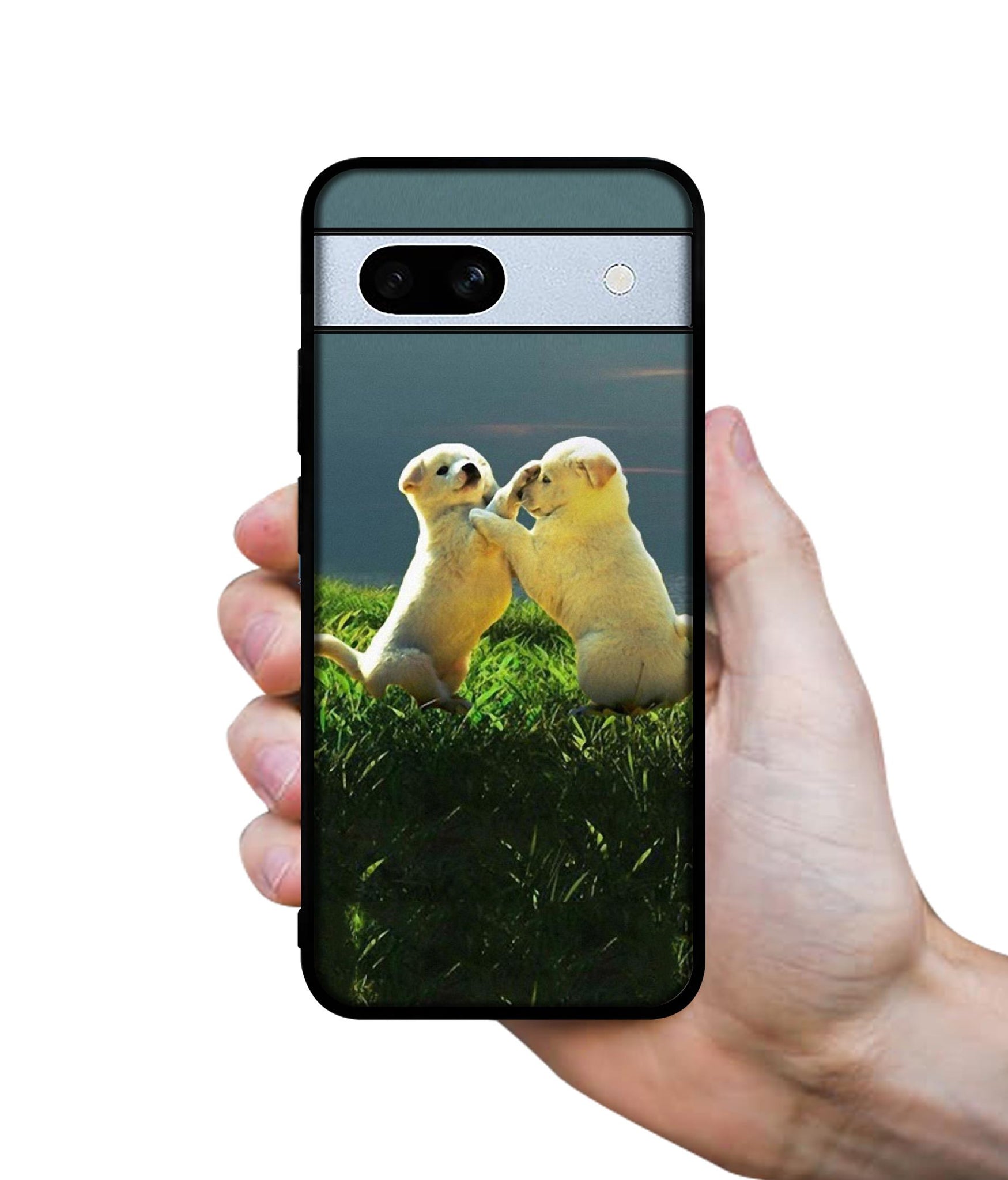 Puppy Couple Sunset Designer 2D Printed Back Case Cover for Google Pixel 7A 5G