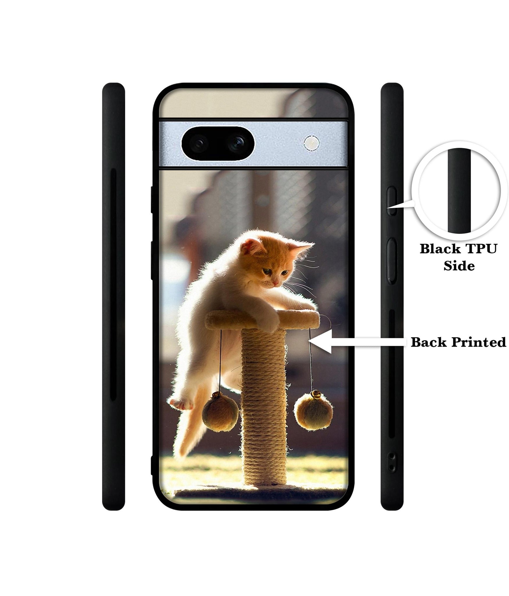 Cat Climbing Designer 2D Printed Back Case Cover for Google Pixel 7A 5G