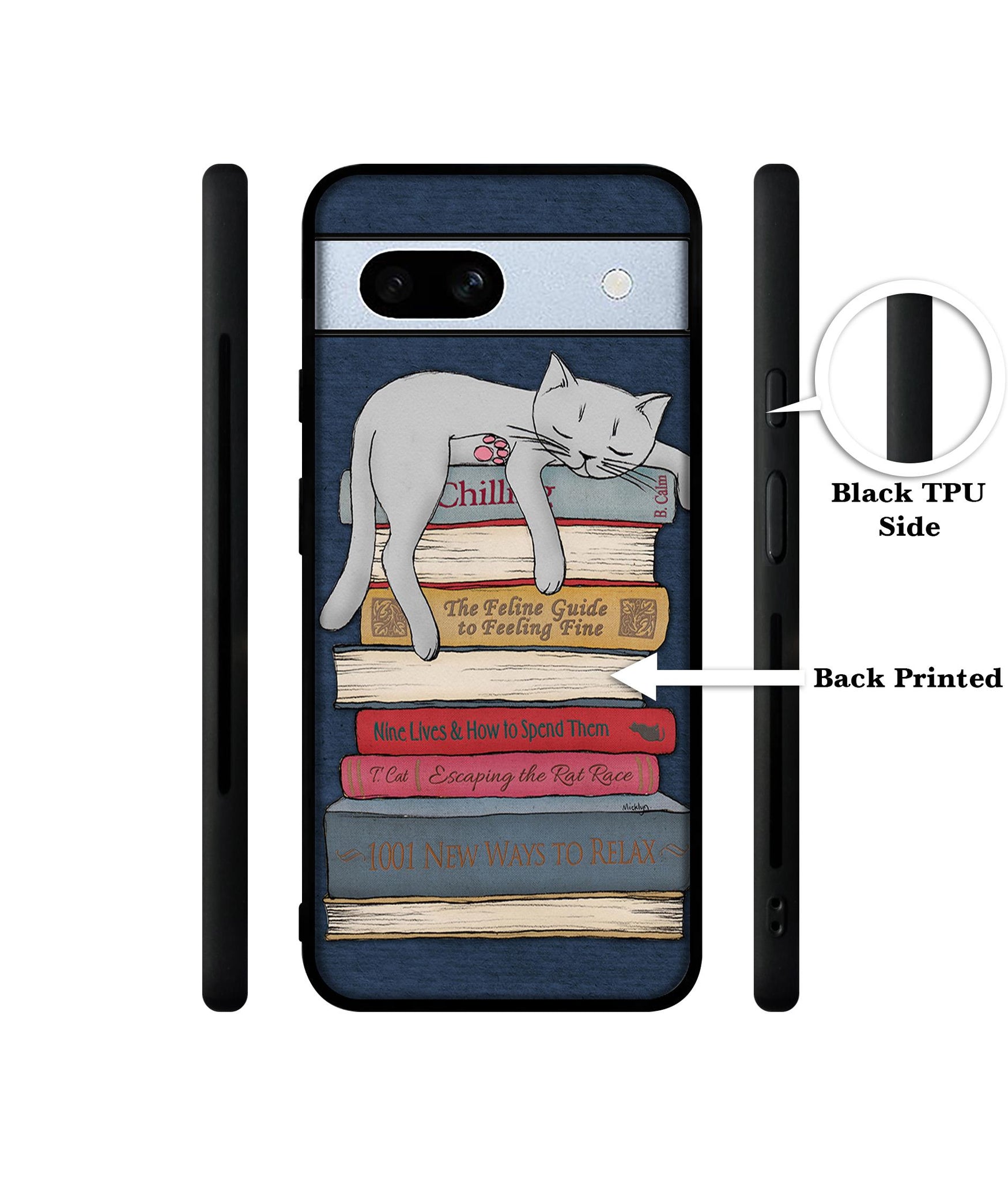 Cat Sleeping On The Books Designer 2D Printed Back Case Cover for Google Pixel 7A 5G