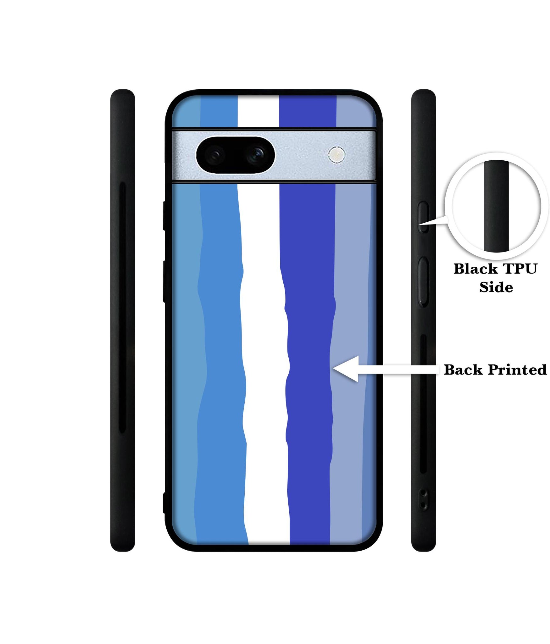 Blue Stripes Rainbow Designer 2D Printed Back Case Cover for Google Pixel 7A 5G