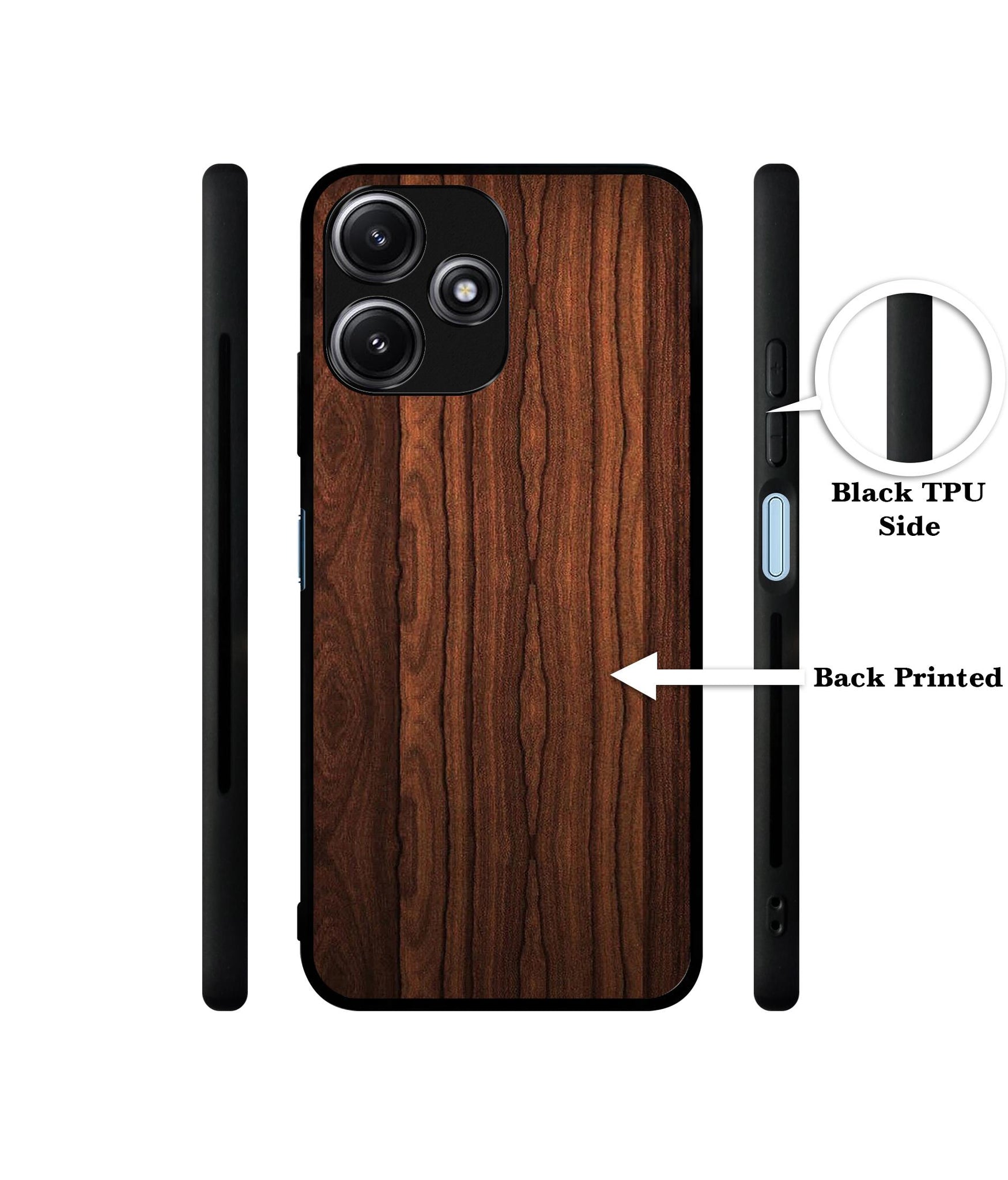 Brown Wooden Texture Designer 2D Printed Back Case Cover for Mi Redmi 12 5G