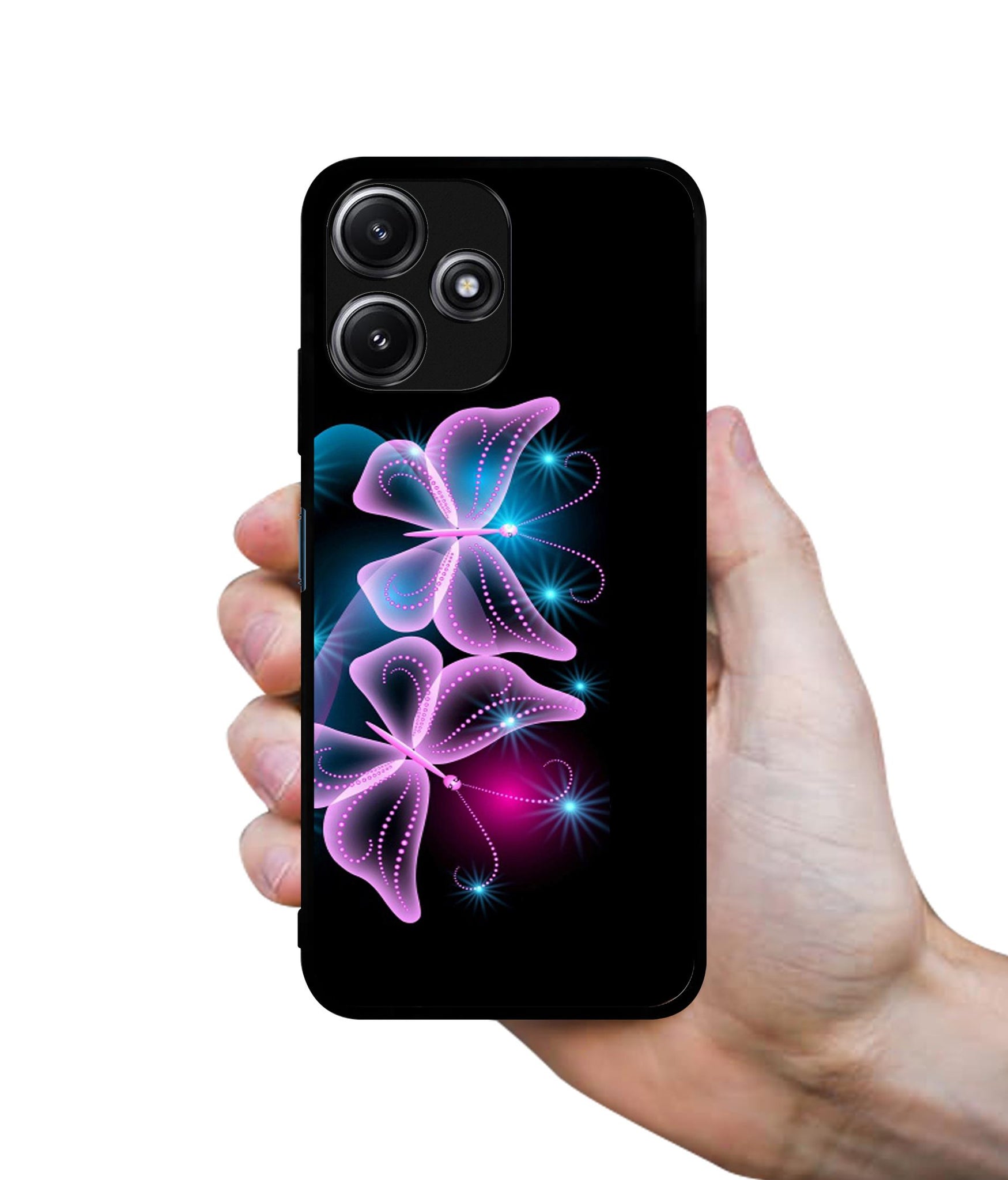 Butterflies Neon Light Designer 2D Printed Back Case Cover for Mi Redmi 12 5G