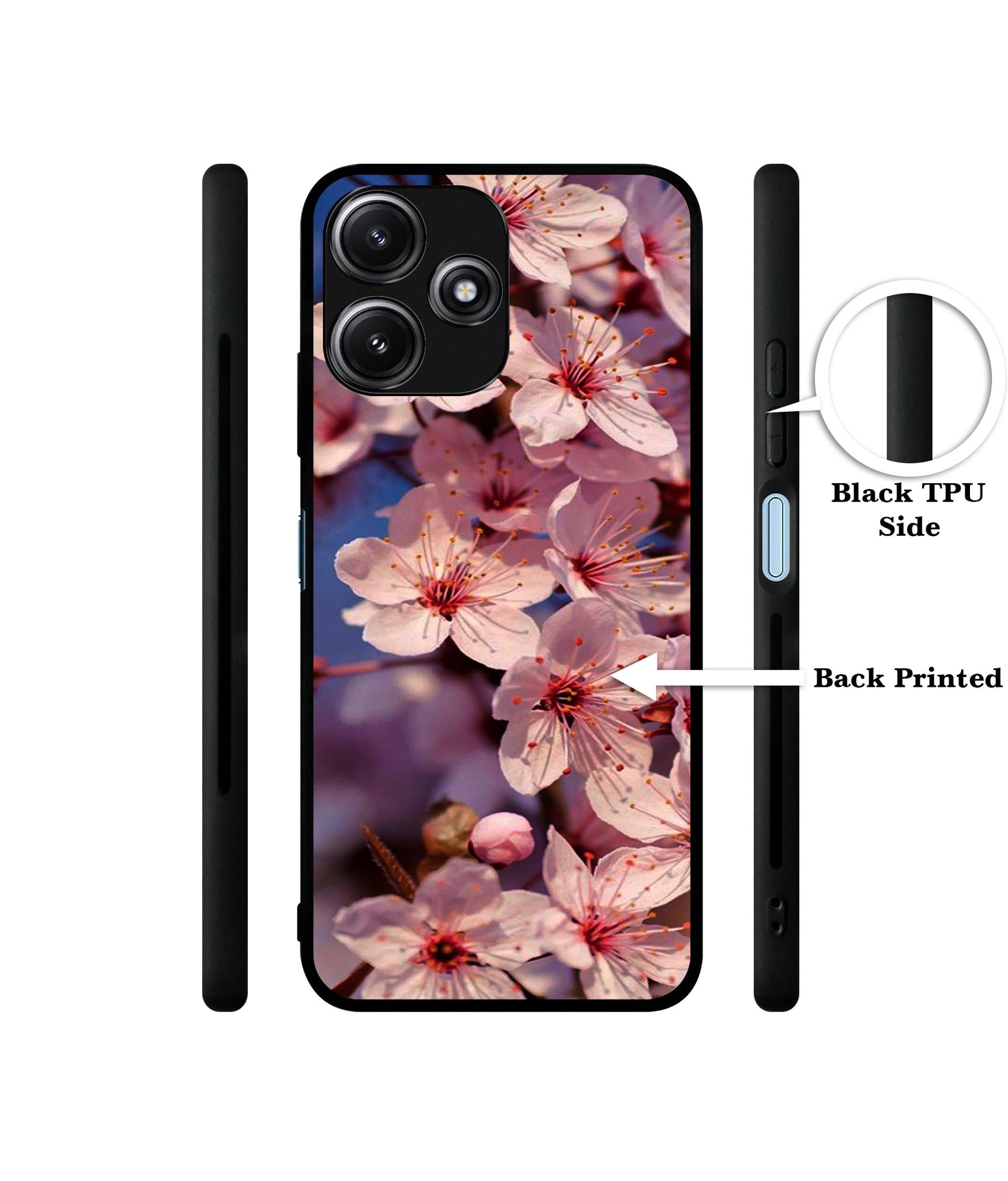 Pink Flowers Pattern Designer 2D Printed Back Case Cover for Mi Redmi 12 5G