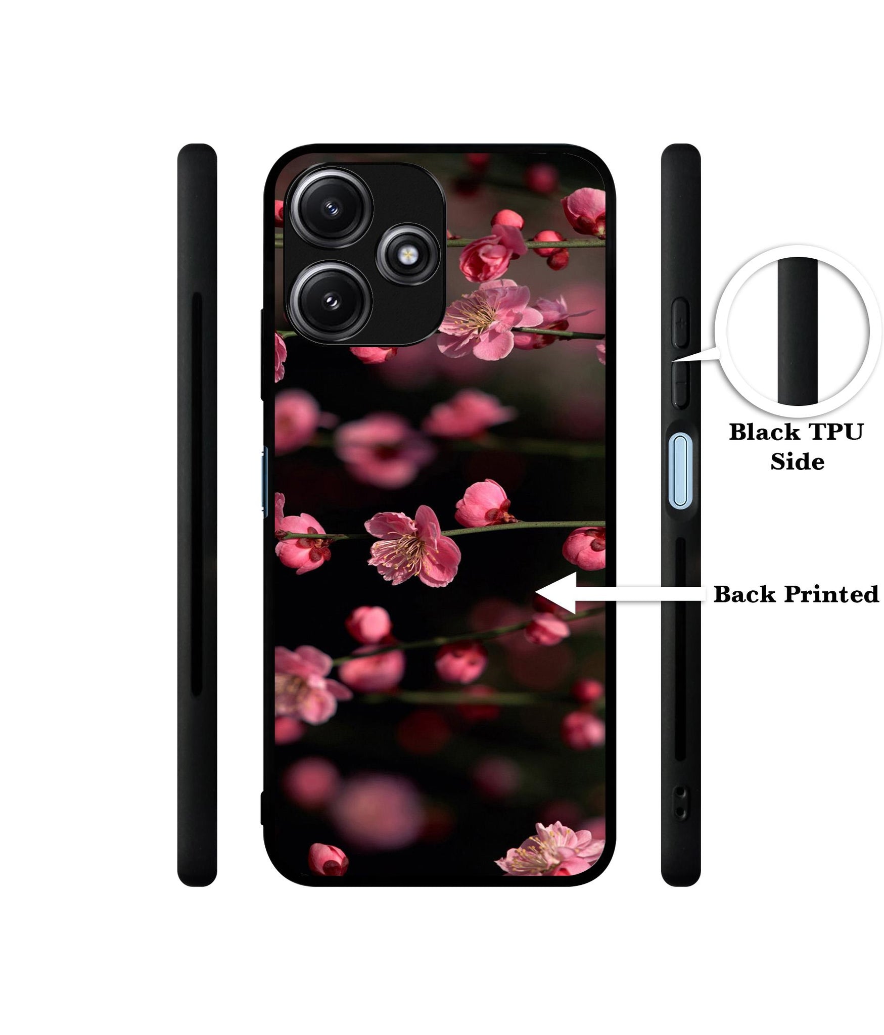 Pink Flowers Designer 2D Printed Back Case Cover for Mi Redmi 12 5G