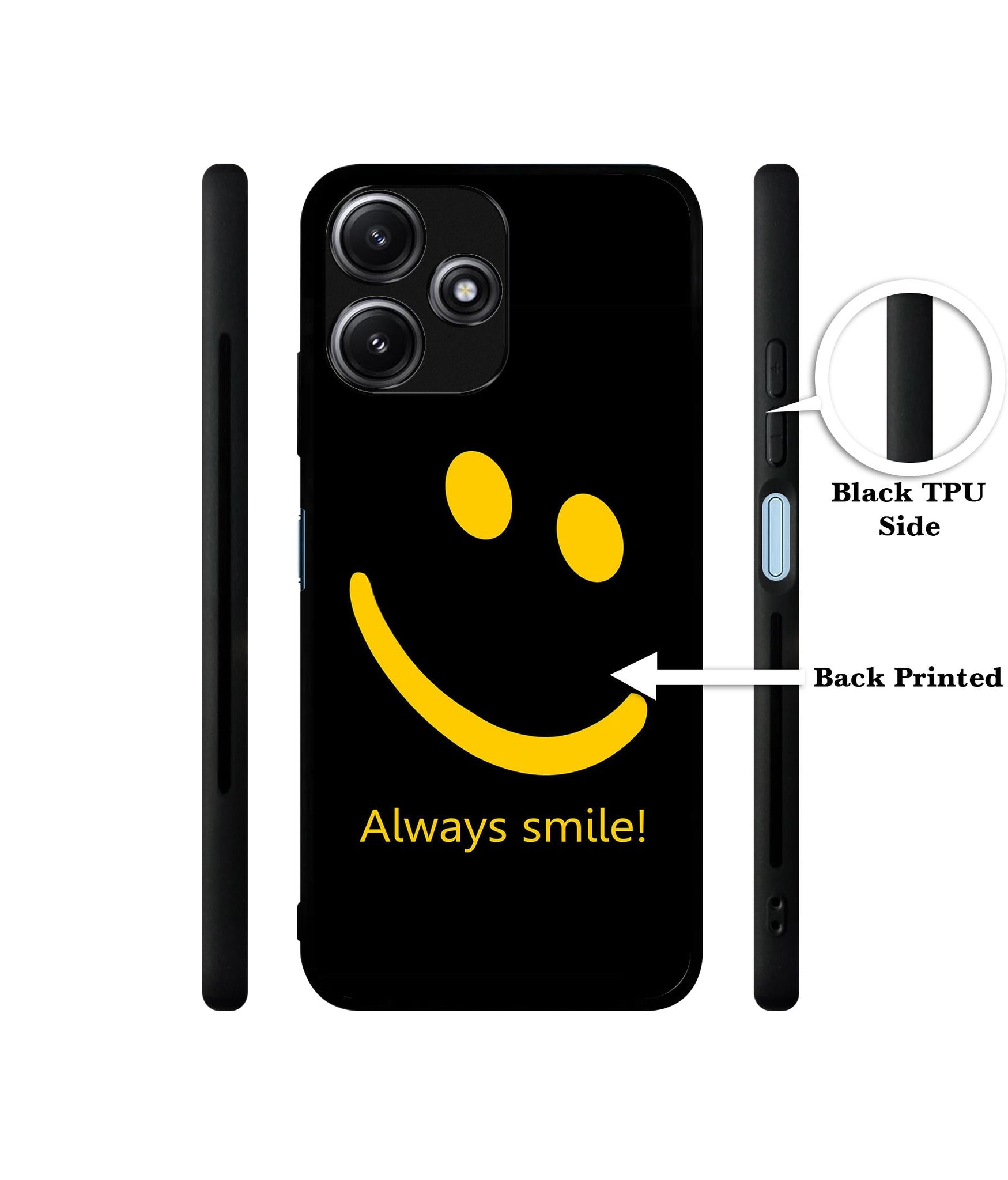 Always Smile Quote Designer 2D Printed Back Case Cover for Mi Redmi 12 5G