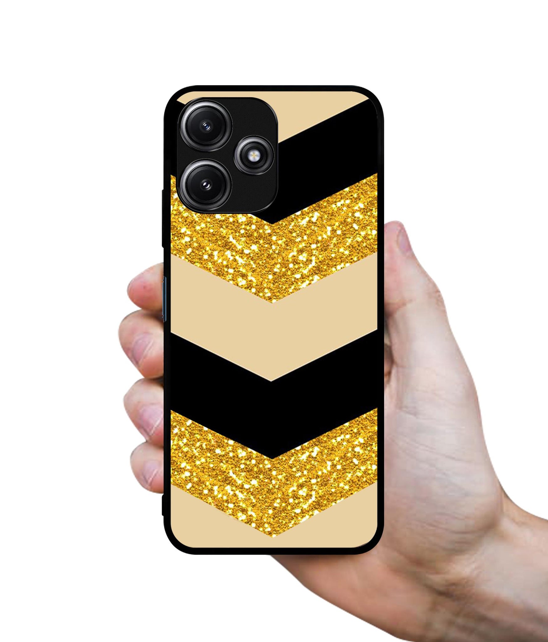 Black & Gold Designer 2D Printed Back Case Cover for Mi Redmi 12 5G
