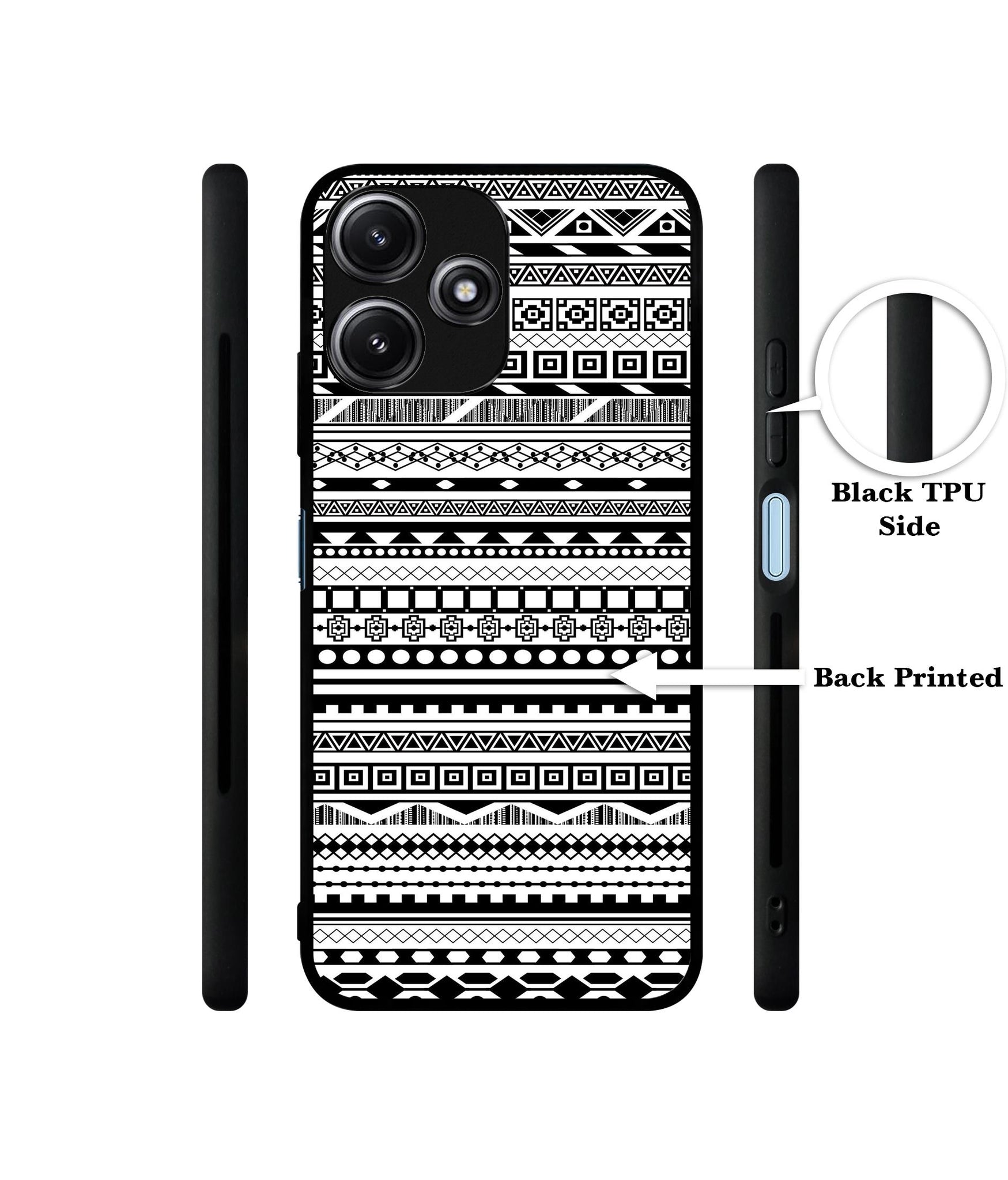 Black & White Patterns Designer 2D Printed Back Case Cover for Mi Redmi 12 5G