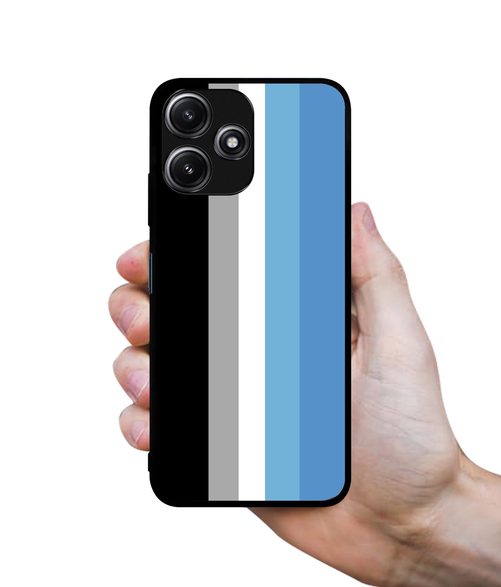 White and Blue Lines Designer 2D Printed Back Case Cover for Mi Redmi 12 5G