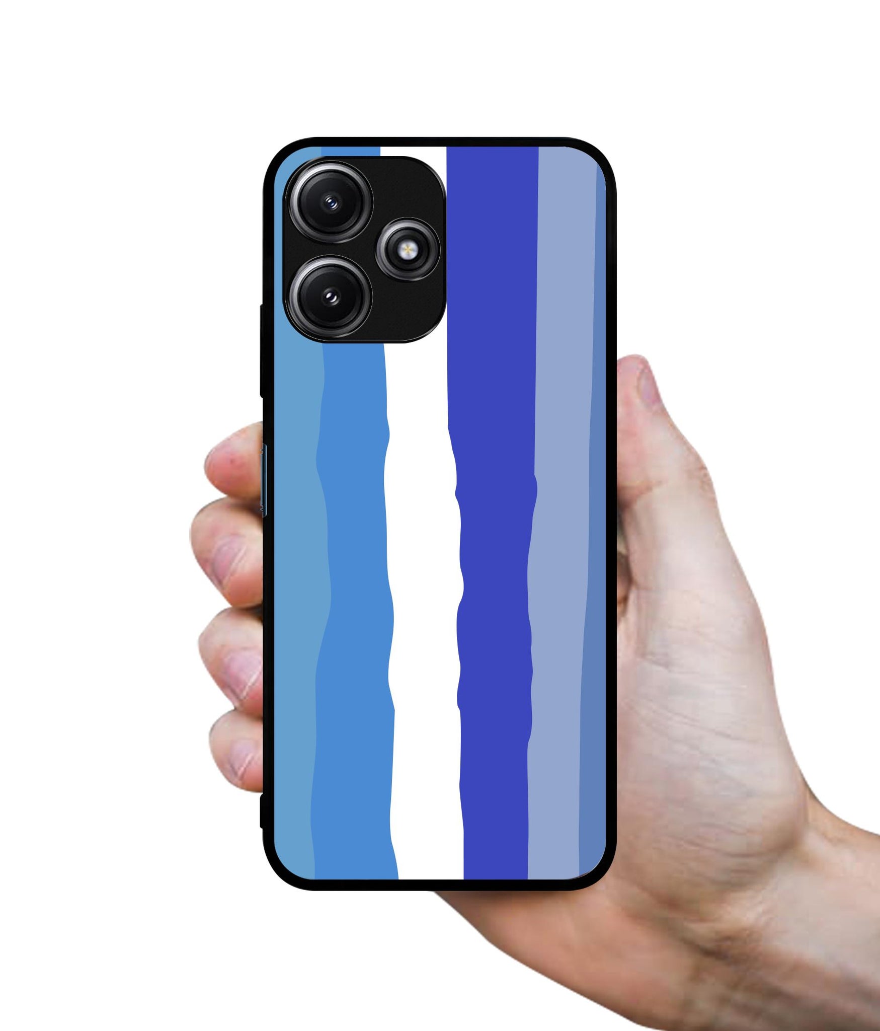 Blue Stripes Rainbow Designer 2D Printed Back Case Cover for Mi Redmi 12 5G