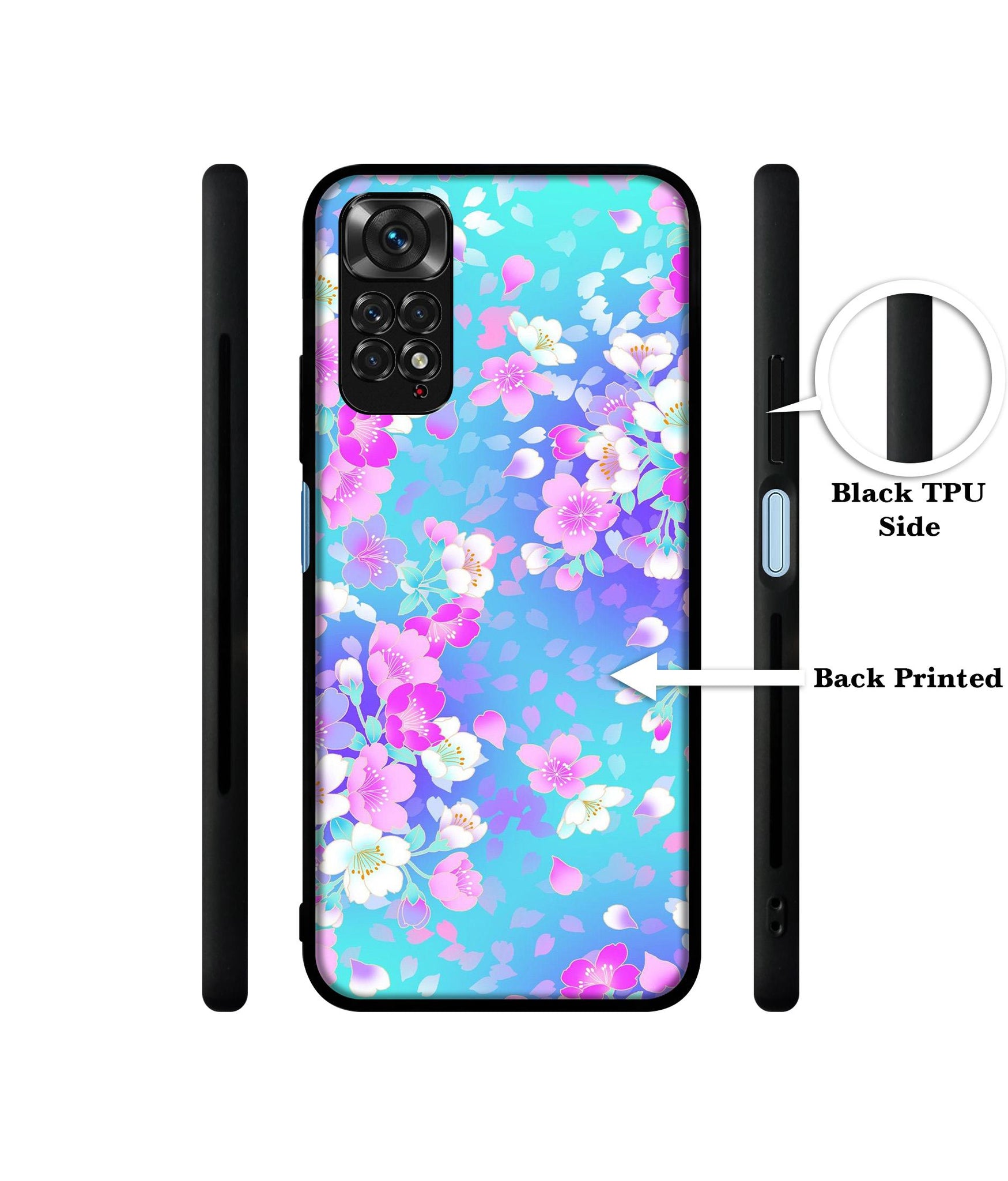 Floral Blue Pattern Designer 2D Printed Back Case Cover for Mi Redmi Note 11 4G / Note 11S 4G / Poco M4 Pro 4G