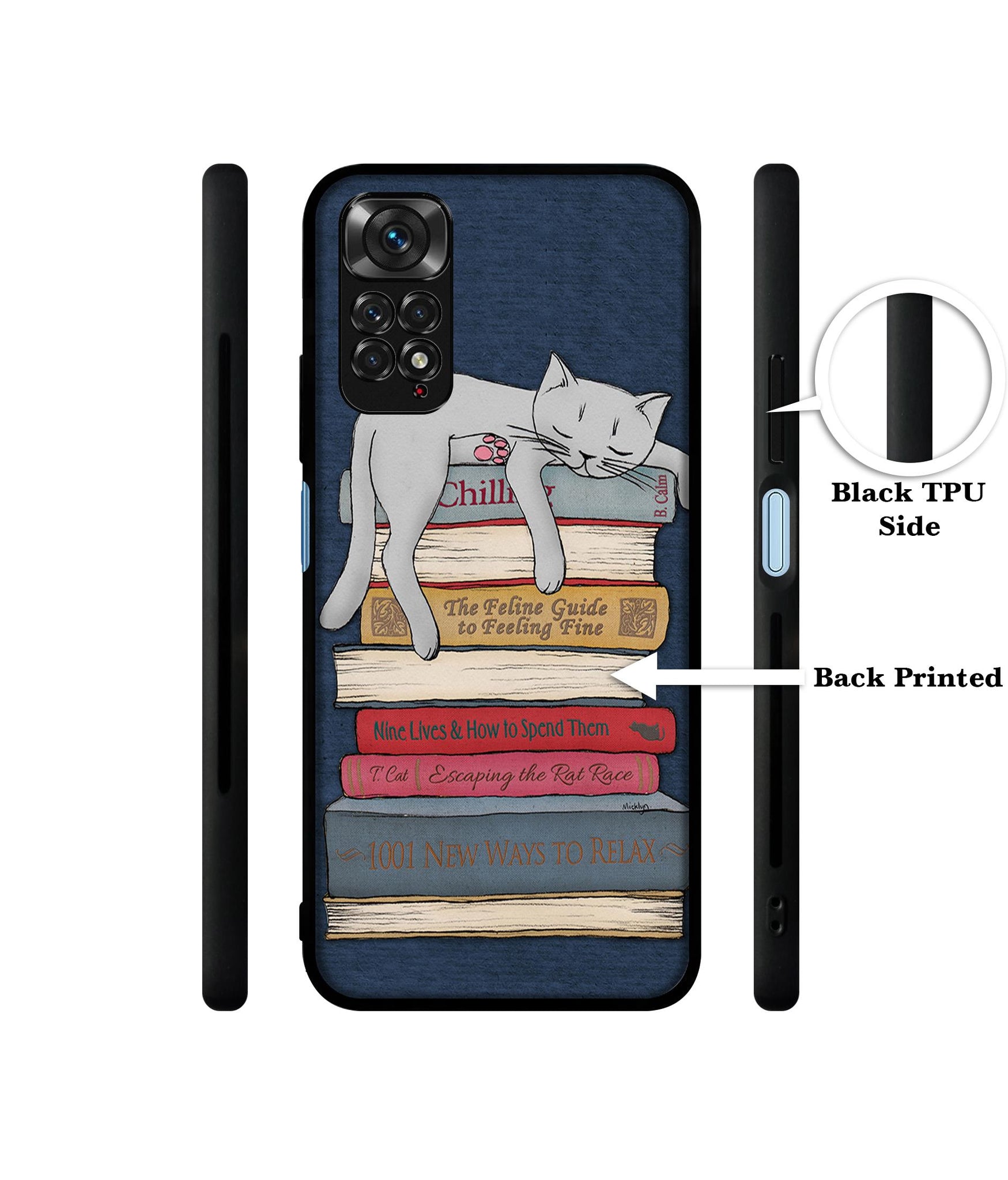 Cat Sleeping On The Books Designer 2D Printed Back Case Cover for Mi Redmi Note 11 4G / Note 11S 4G / Poco M4 Pro 4G